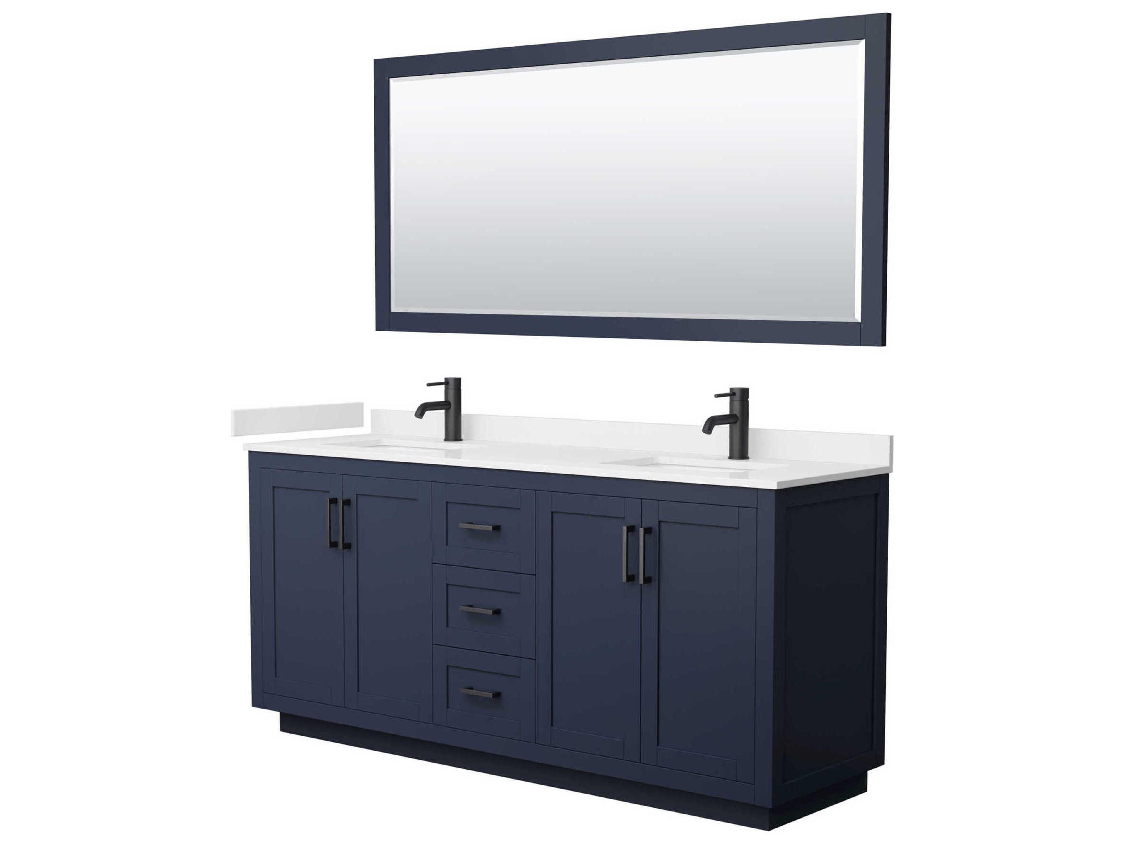 Wyndham Collection Miranda 72" Dark Blue Vanity with 70" Mirror
