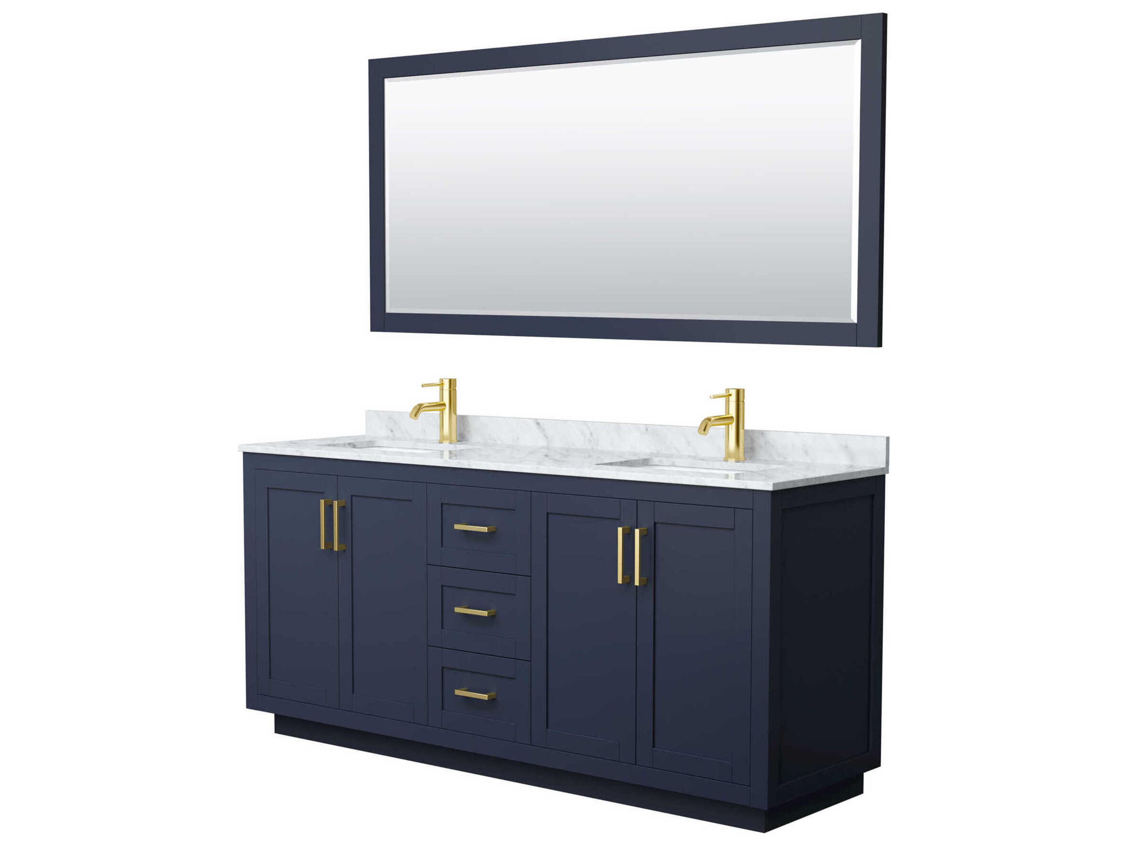 Wyndham Collection Miranda 72" Dark Blue Vanity with 70" Mirror