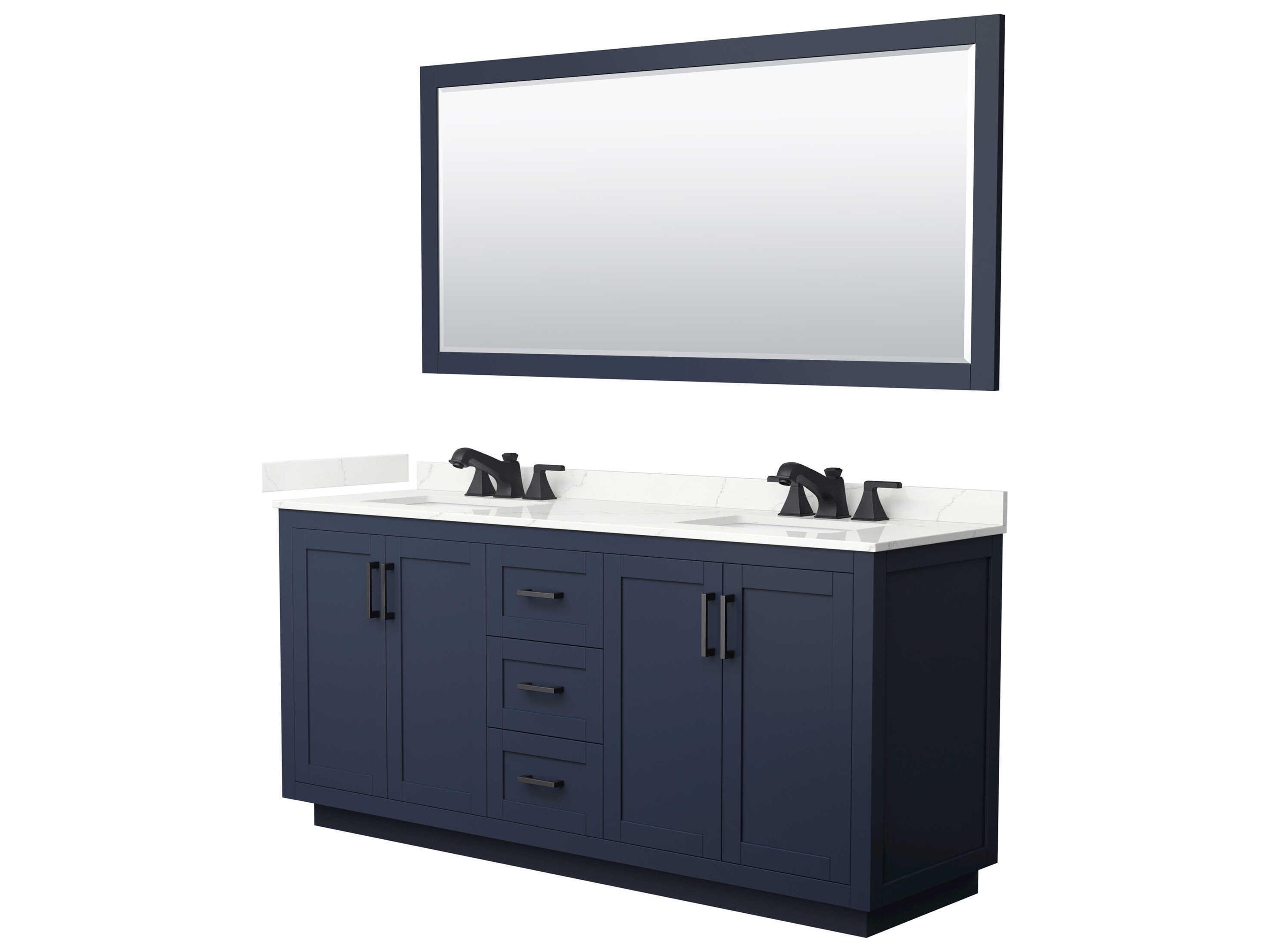 Wyndham Collection Miranda 72" Dark Blue Vanity with 70" Mirror