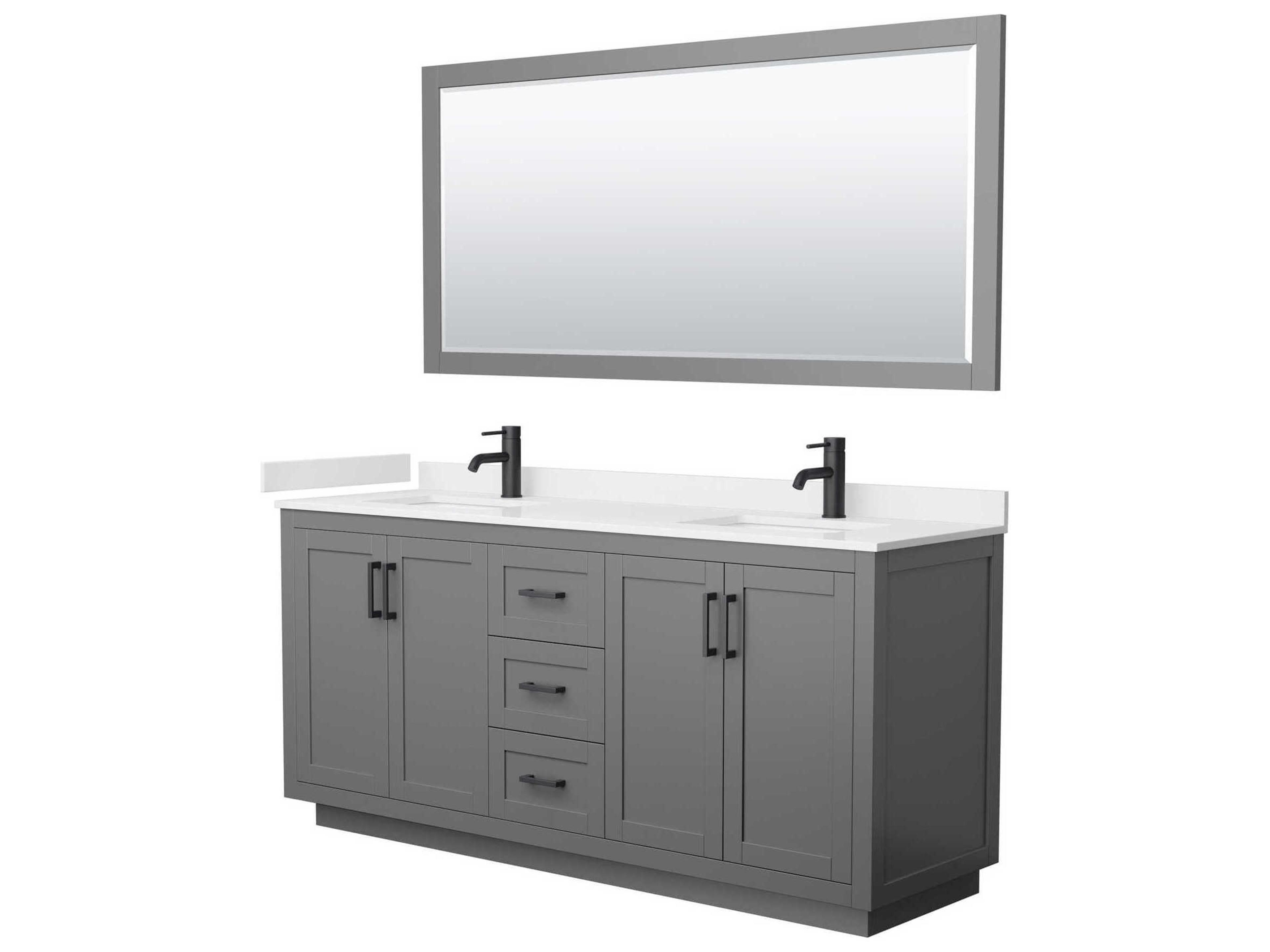 Wyndham Collection Miranda 72" Dark Gray Vanity with 70" Mirror