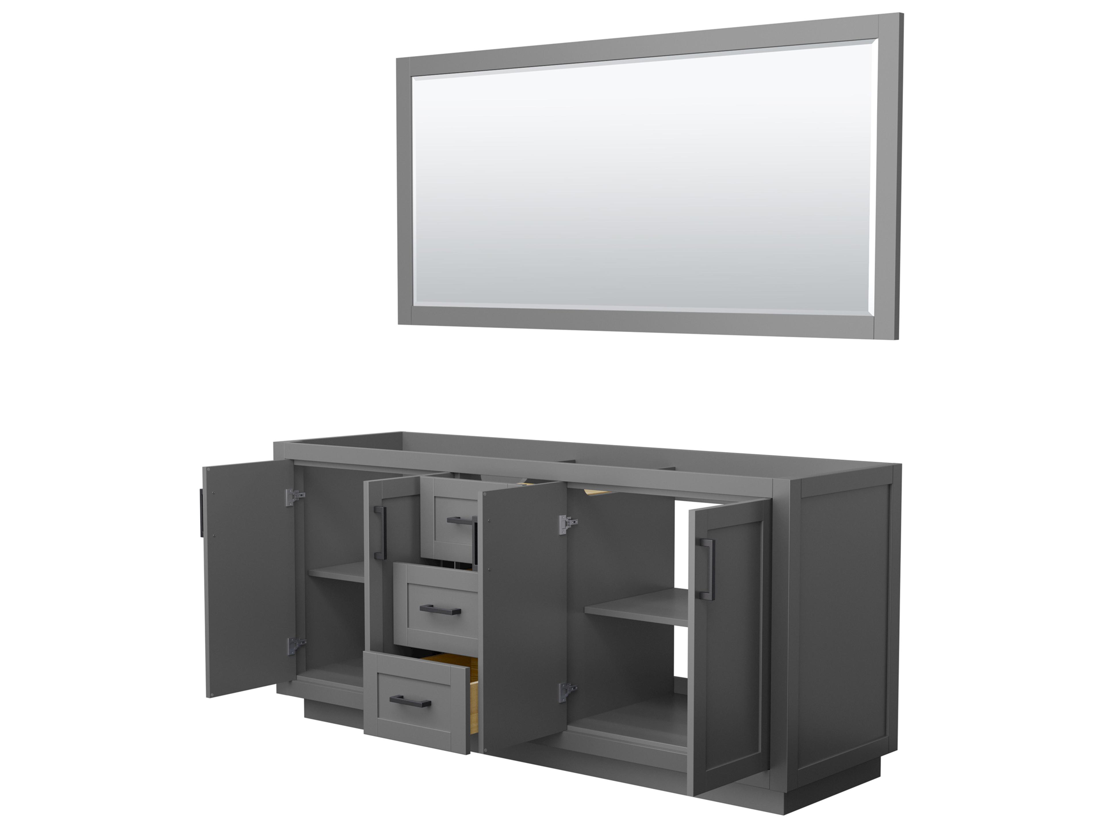 Wyndham Collection Miranda 71" Dark Gray Vanity with 70" Mirror