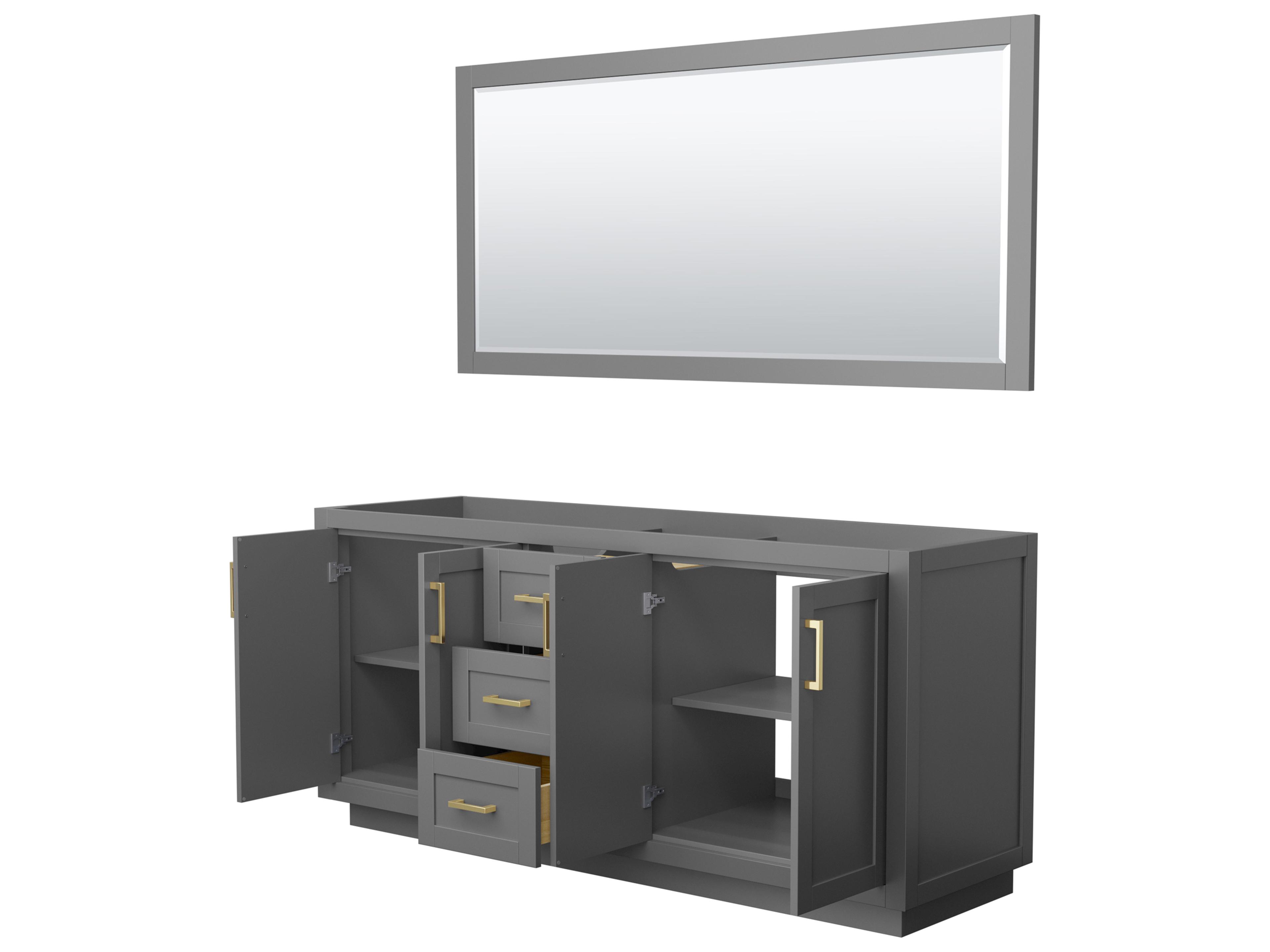 Wyndham Collection Miranda 71" Dark Gray Vanity with 70" Mirror