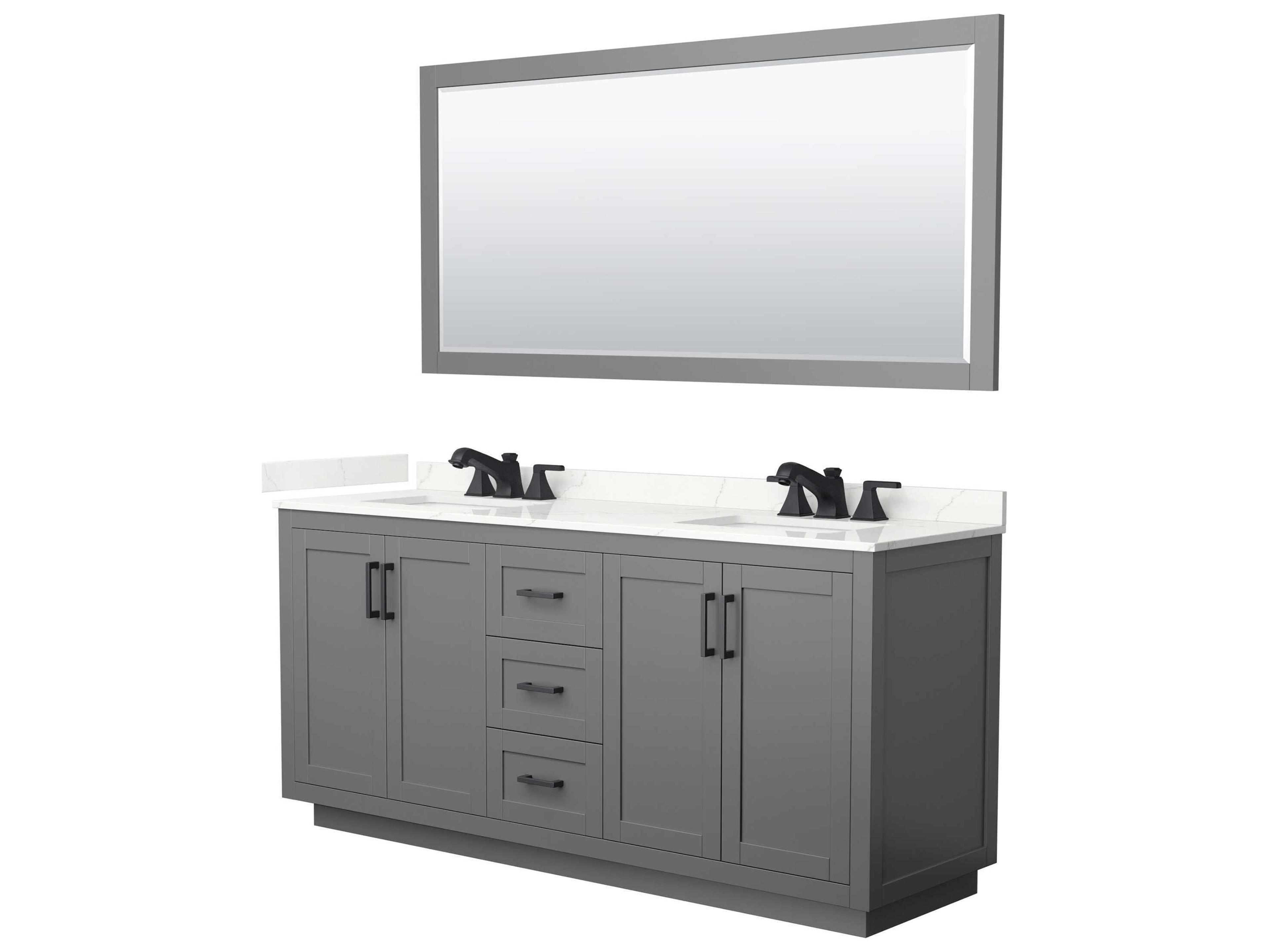 Wyndham Collection Miranda 72" Dark Gray Vanity with 70" Mirror