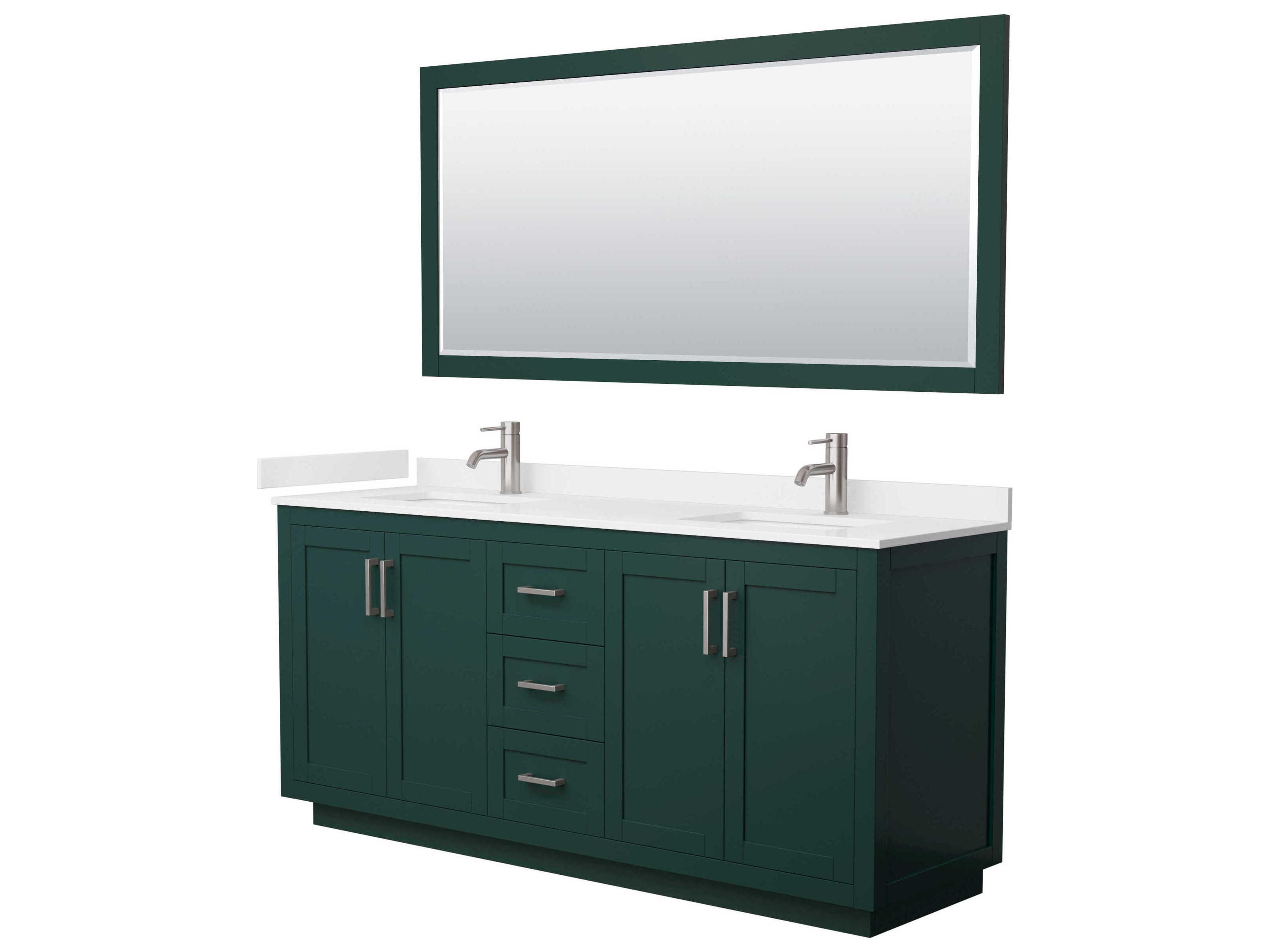 Wyndham Collection Miranda 72" Green Vanity with 70" Mirror