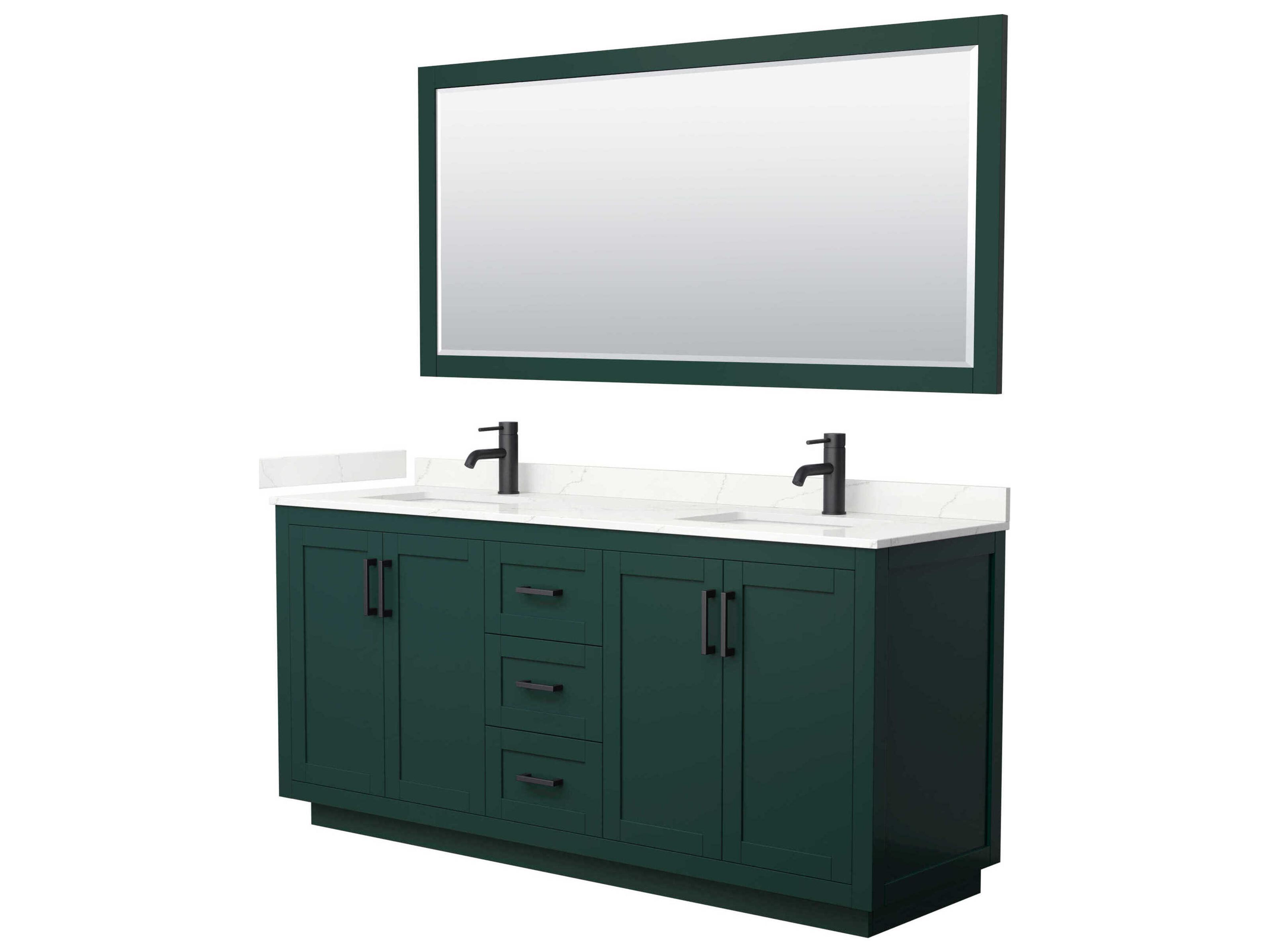 Wyndham Collection Miranda 72" Green Vanity with 70" Mirror