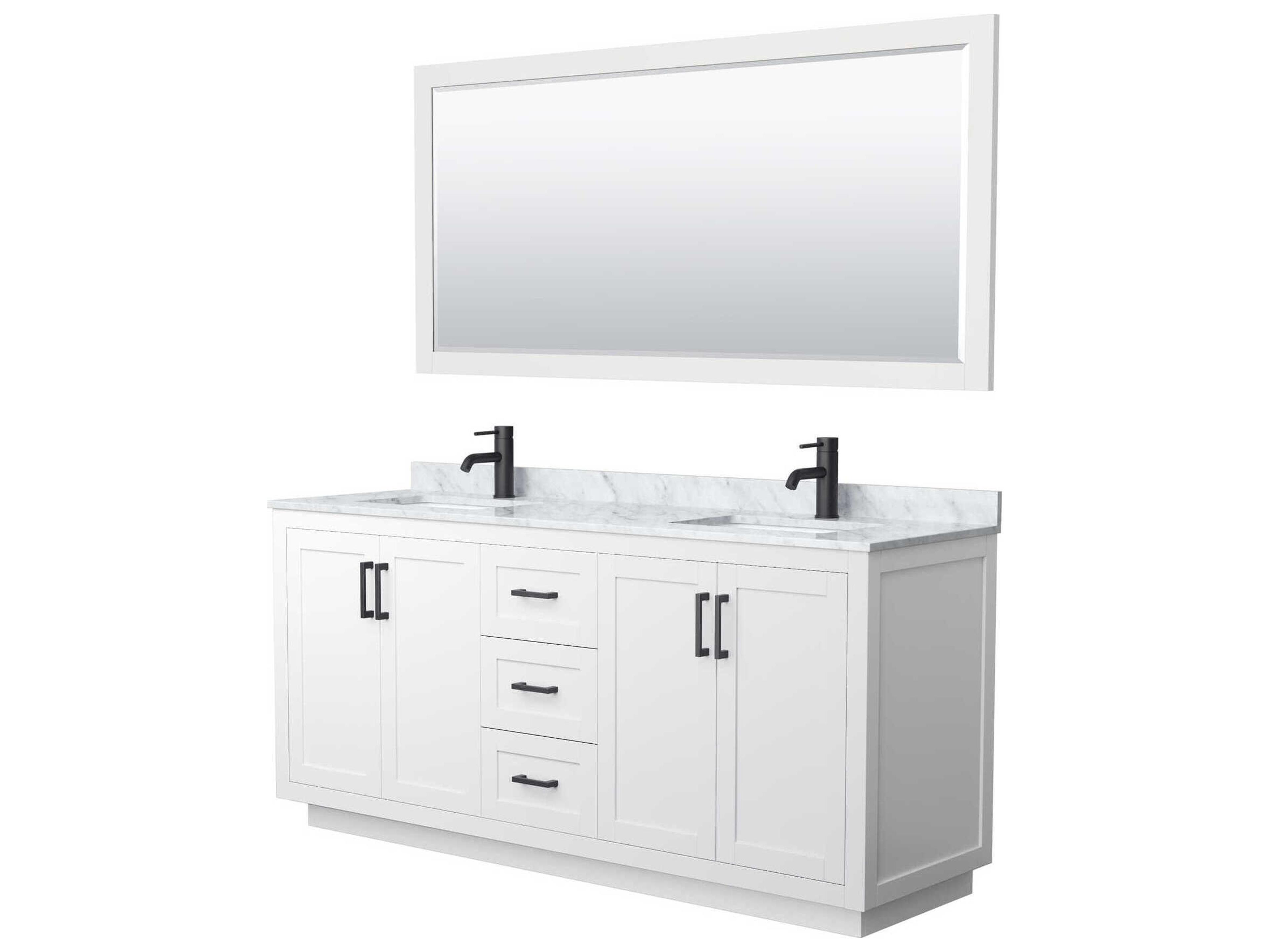 Wyndham Collection Miranda 72" White Vanity with 70" Mirror