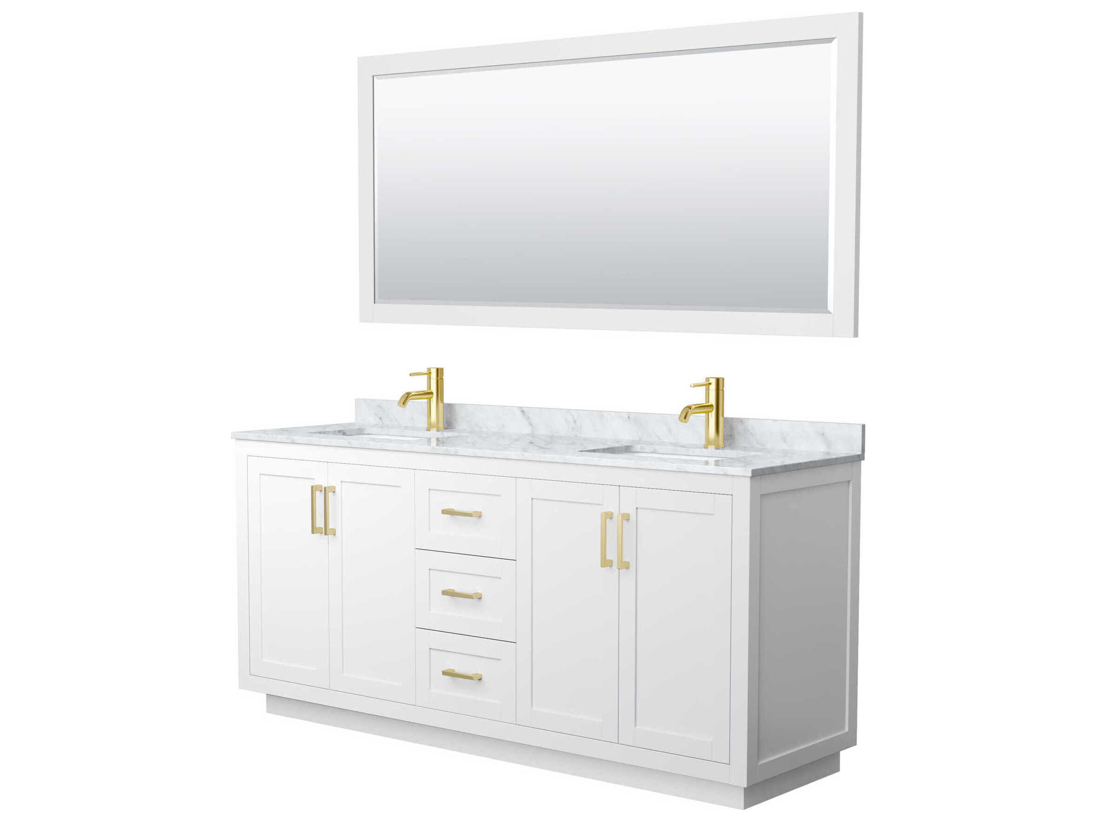 Wyndham Collection Miranda 72" White Vanity with 70" Mirror