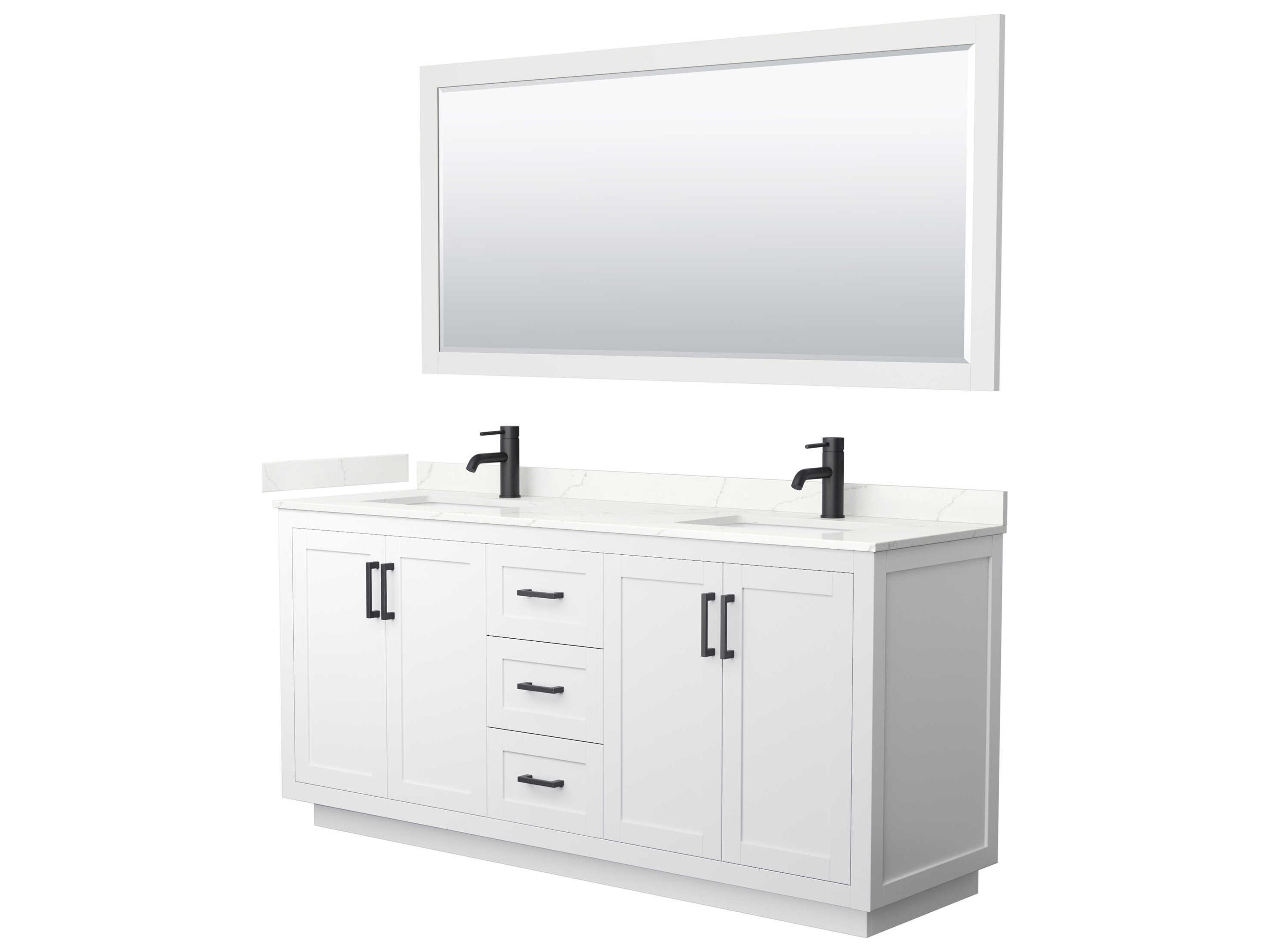 Miranda 72" White Vanity with 70" Mirror