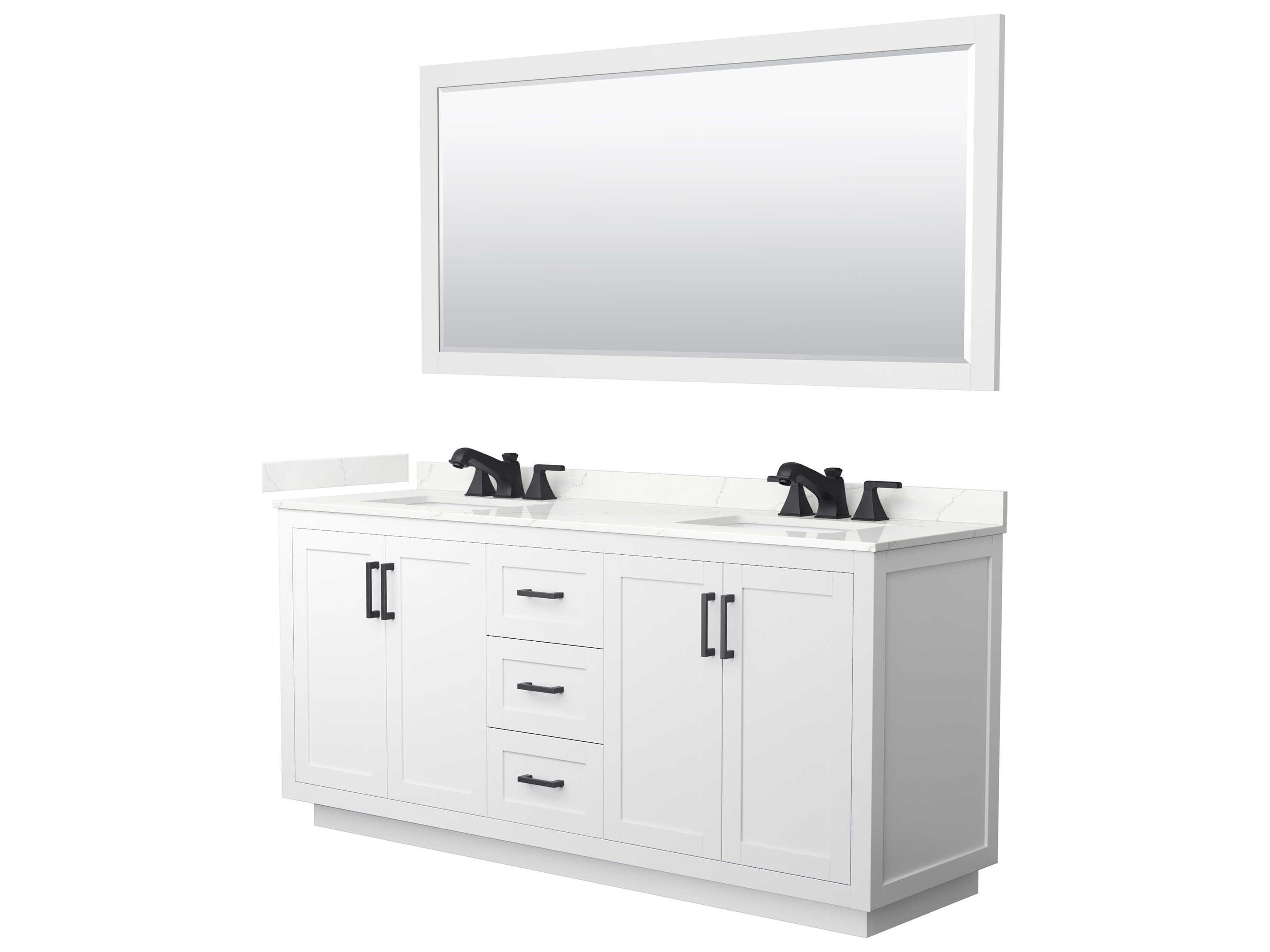 Wyndham Collection Miranda 72" White Vanity with 70" Mirror
