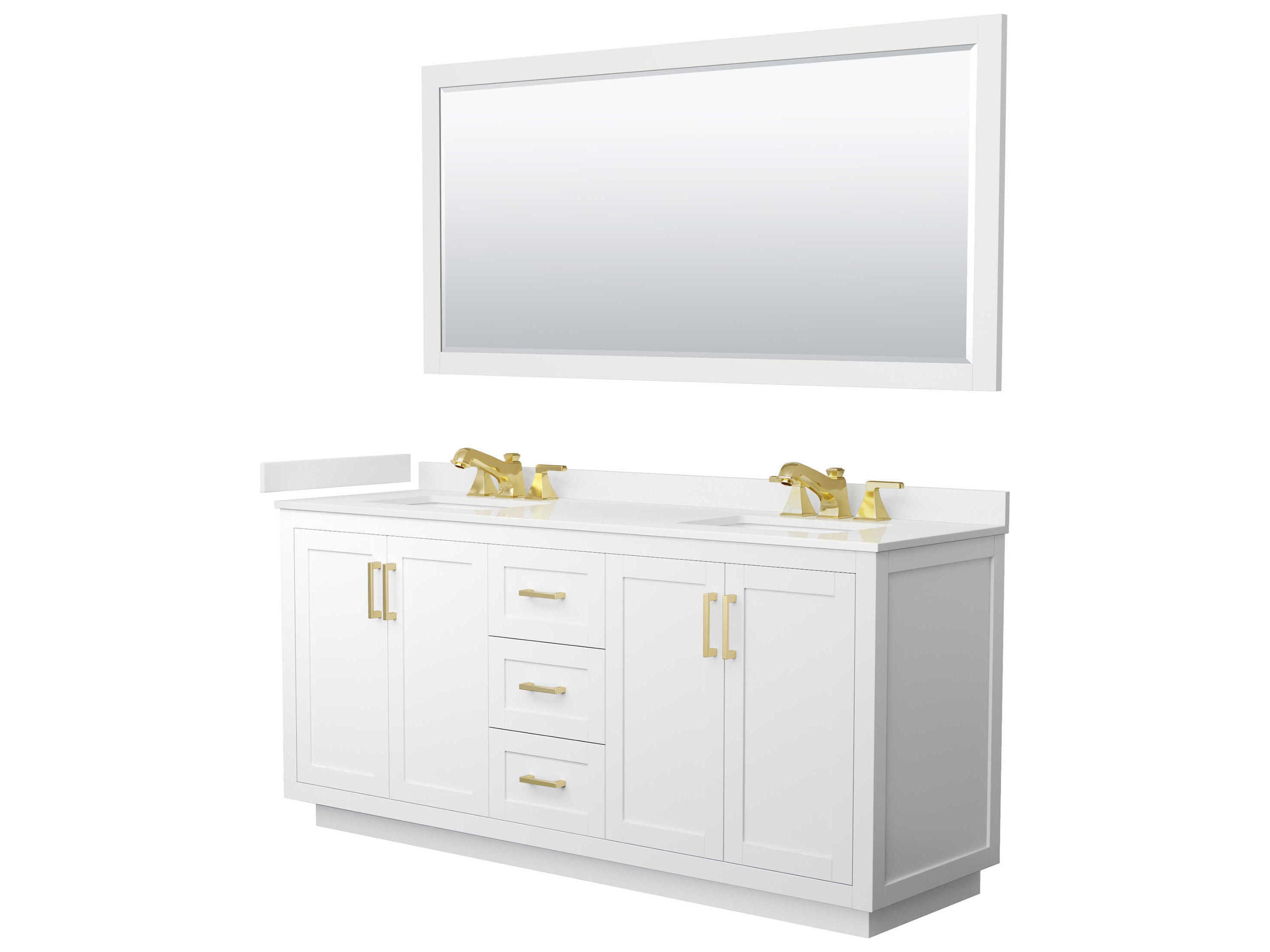 Wyndham Collection Miranda 72" White Vanity with 70" Mirror