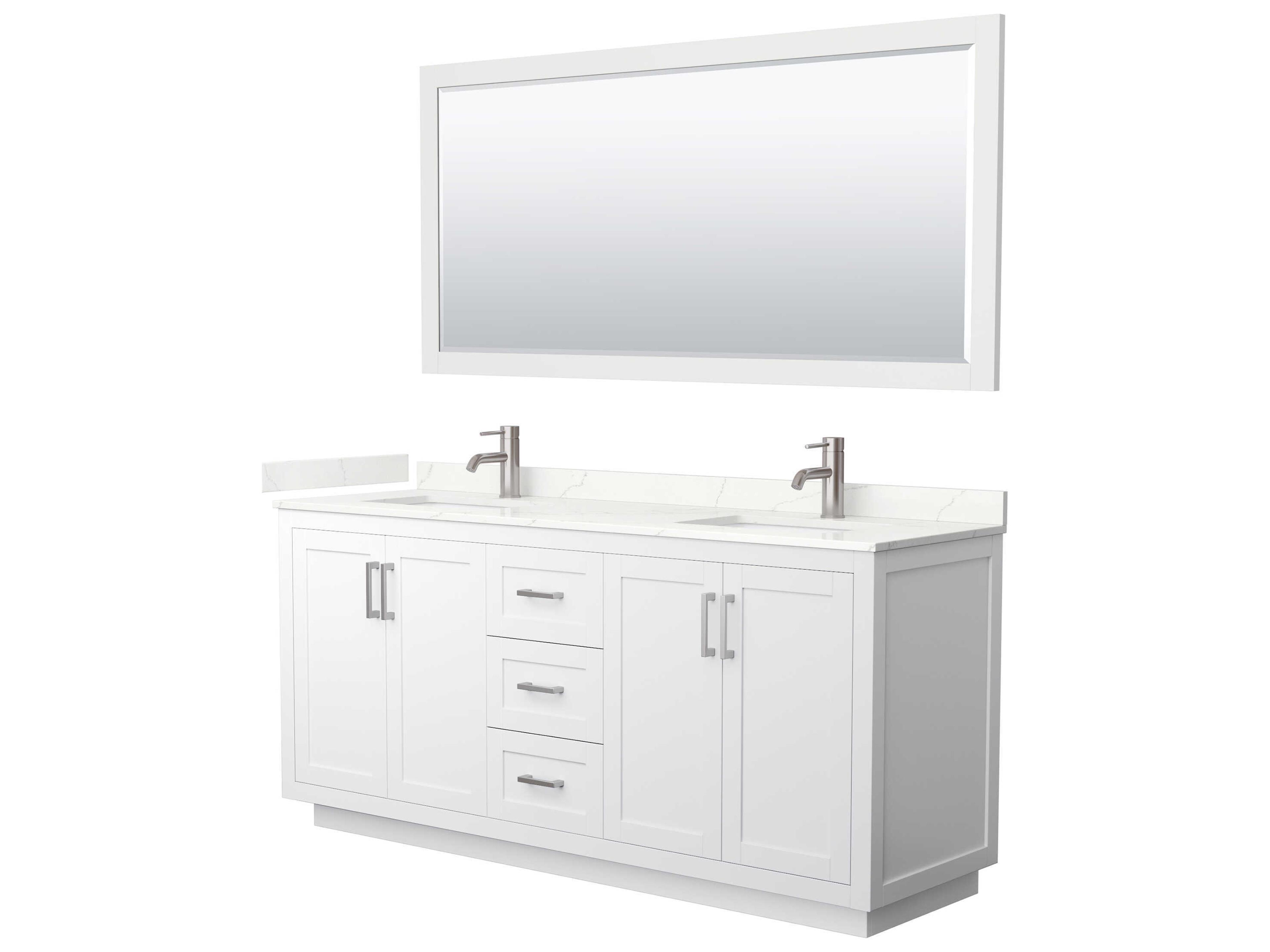 Wyndham Collection Miranda 72" White Vanity with 70" Mirror