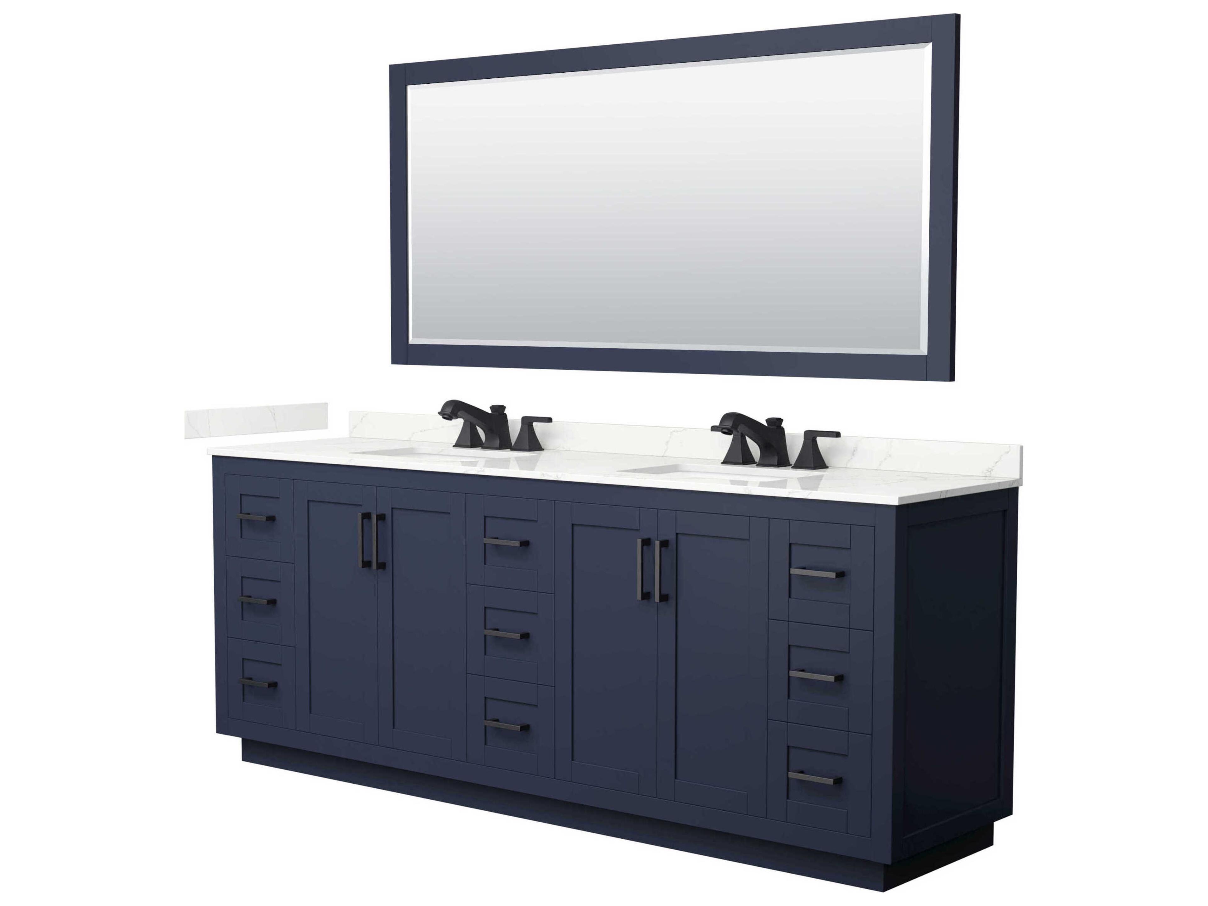 Wyndham Collection Miranda 84" Dark Blue Vanity with 70" Mirror