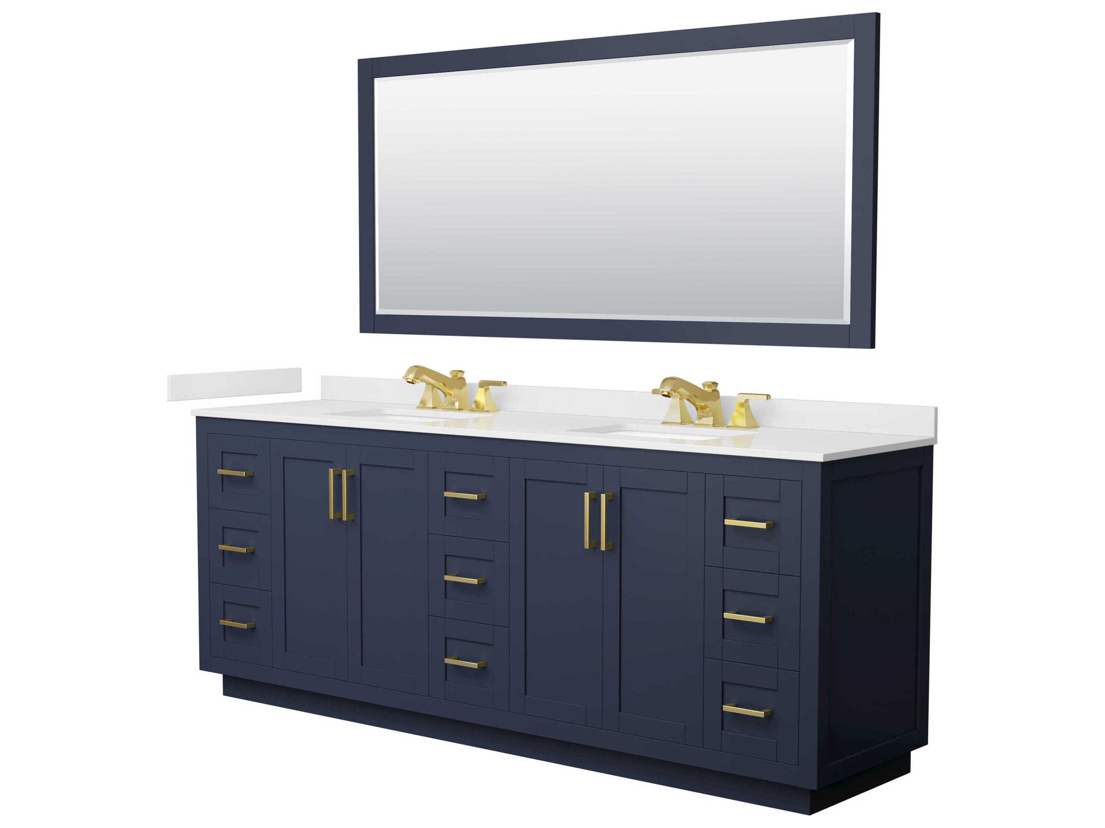 Wyndham Collection Miranda 84" Dark Blue Vanity with 70" Mirror