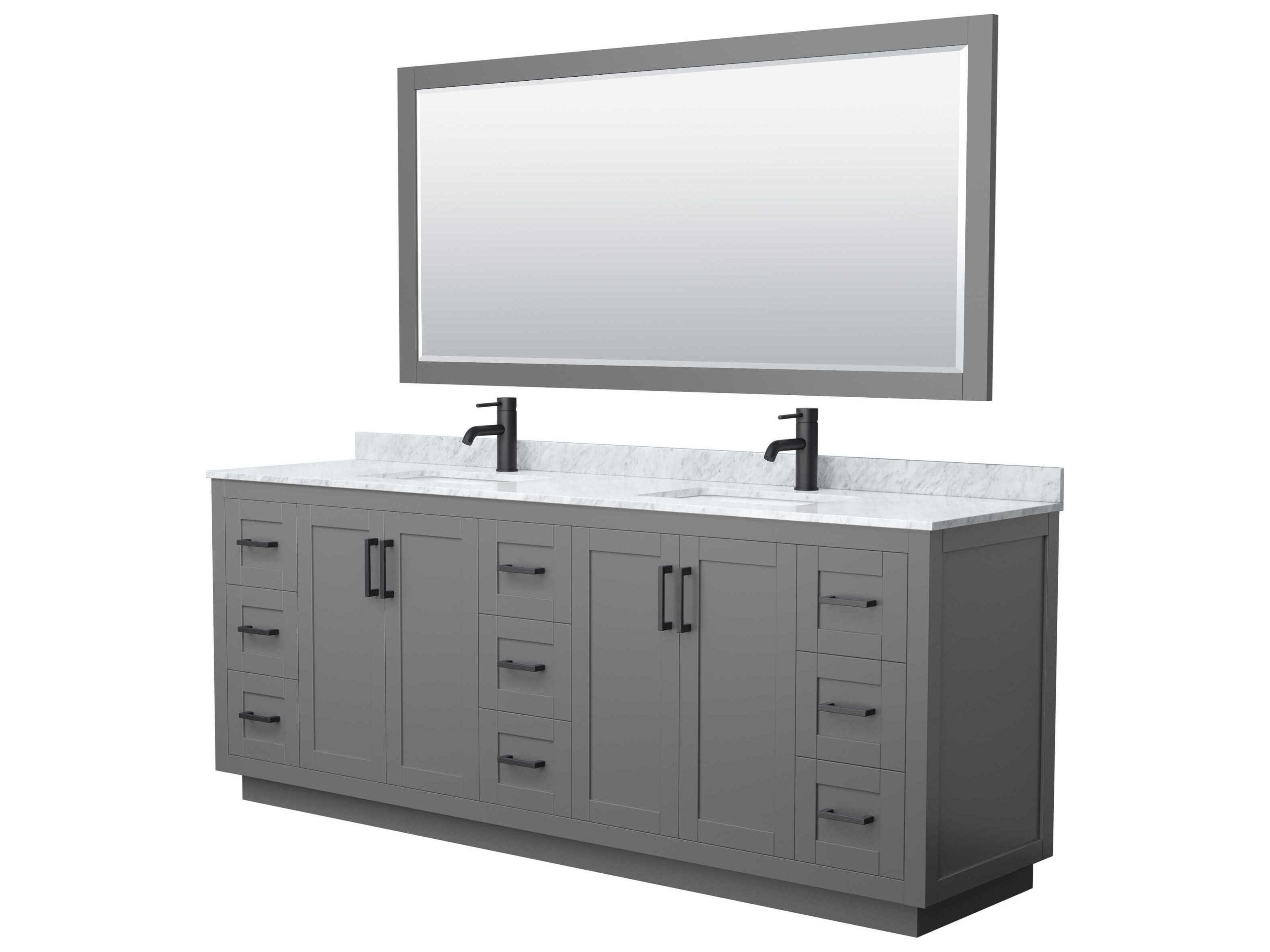 Wyndham Collection Miranda 84" Dark Gray Vanity with 70" Mirror