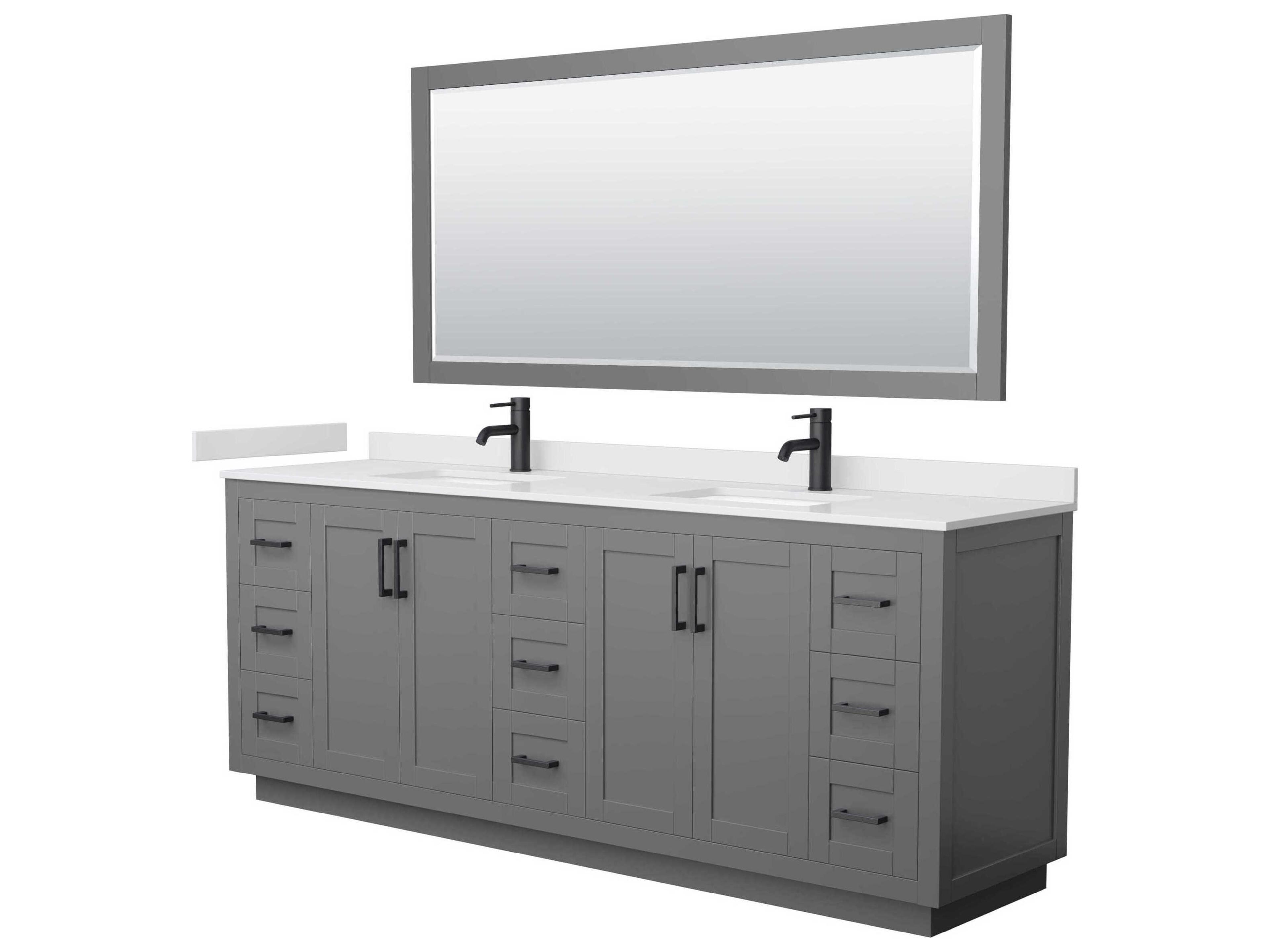 Wyndham Collection Miranda 84" Dark Gray Vanity with 70" Mirror