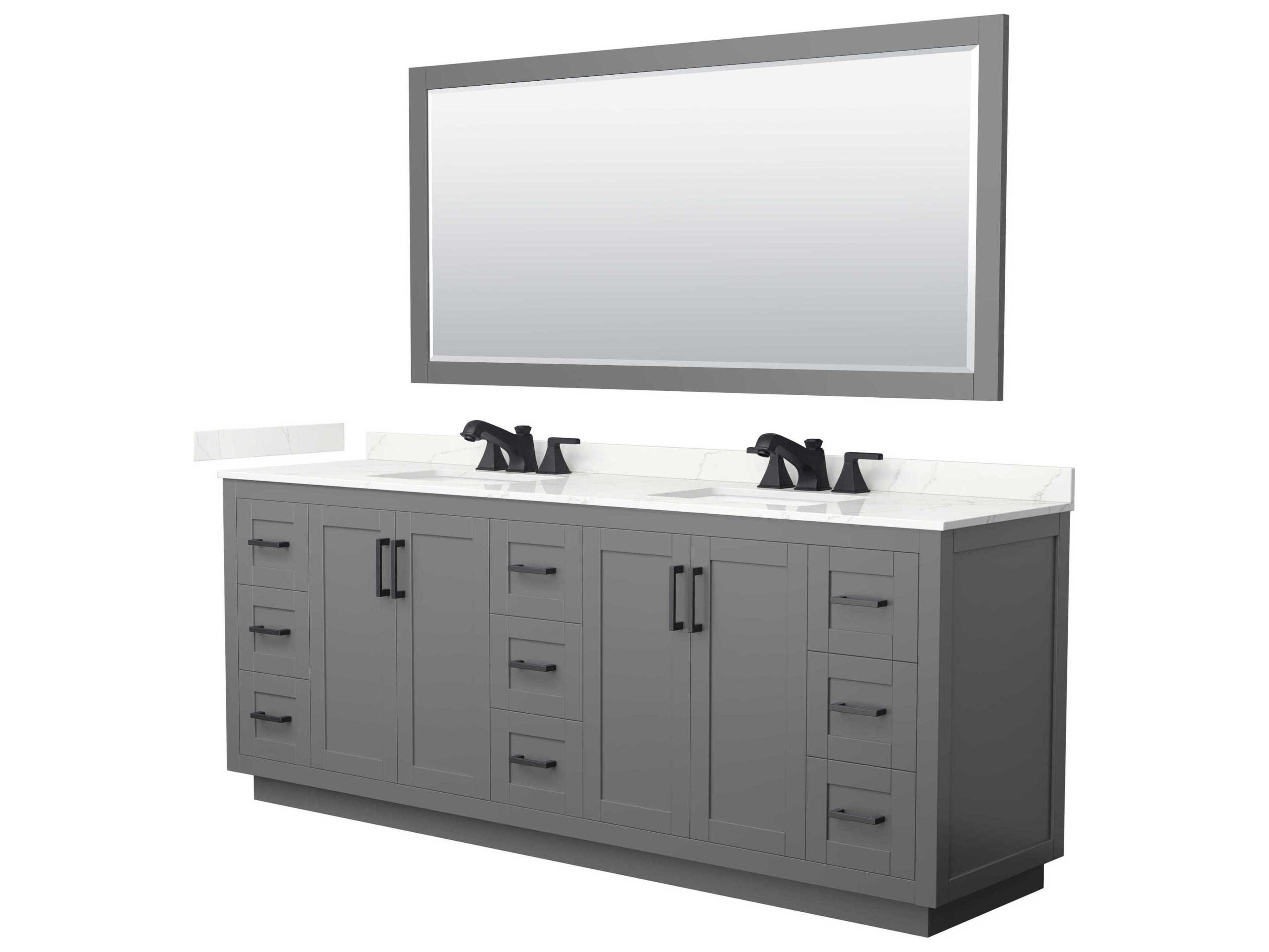Wyndham Collection Miranda 84" Dark Gray Vanity with 70" Mirror