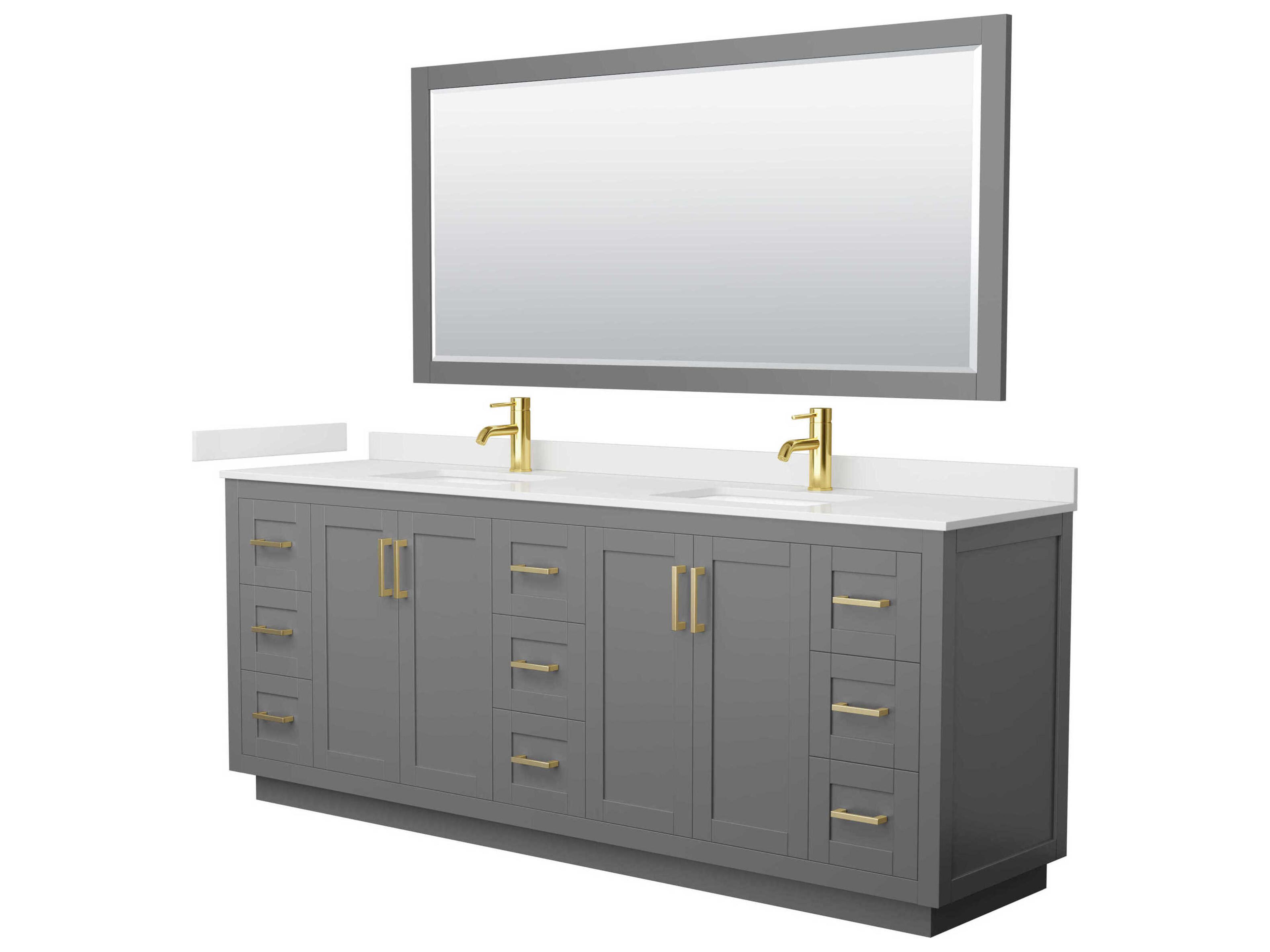 Wyndham Collection Miranda 84" Dark Gray Vanity with 70" Mirror