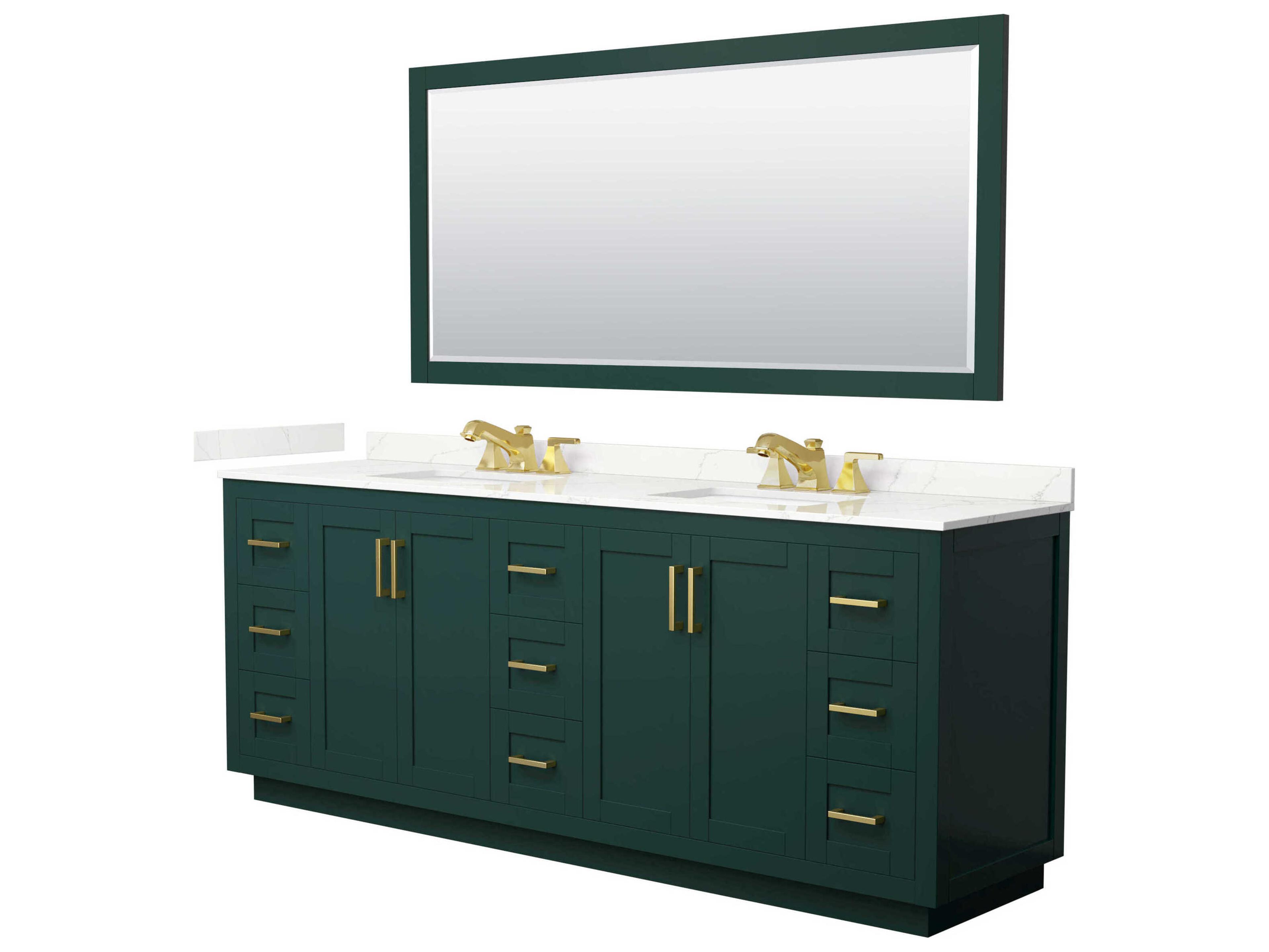 Wyndham Collection Miranda 84" Green Vanity with 70" Mirror