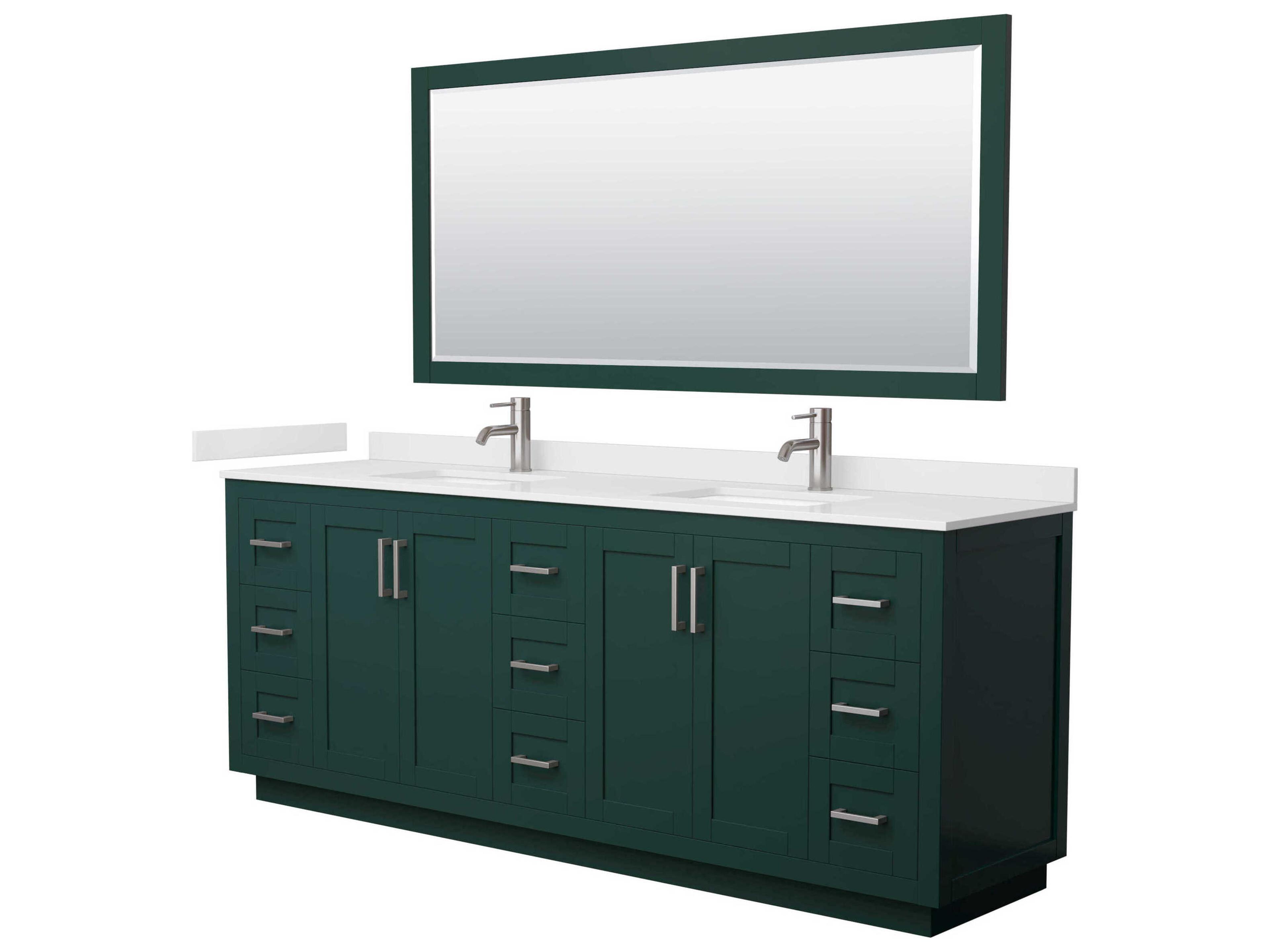 Wyndham Collection Miranda 84" Green Vanity with 70" Mirror