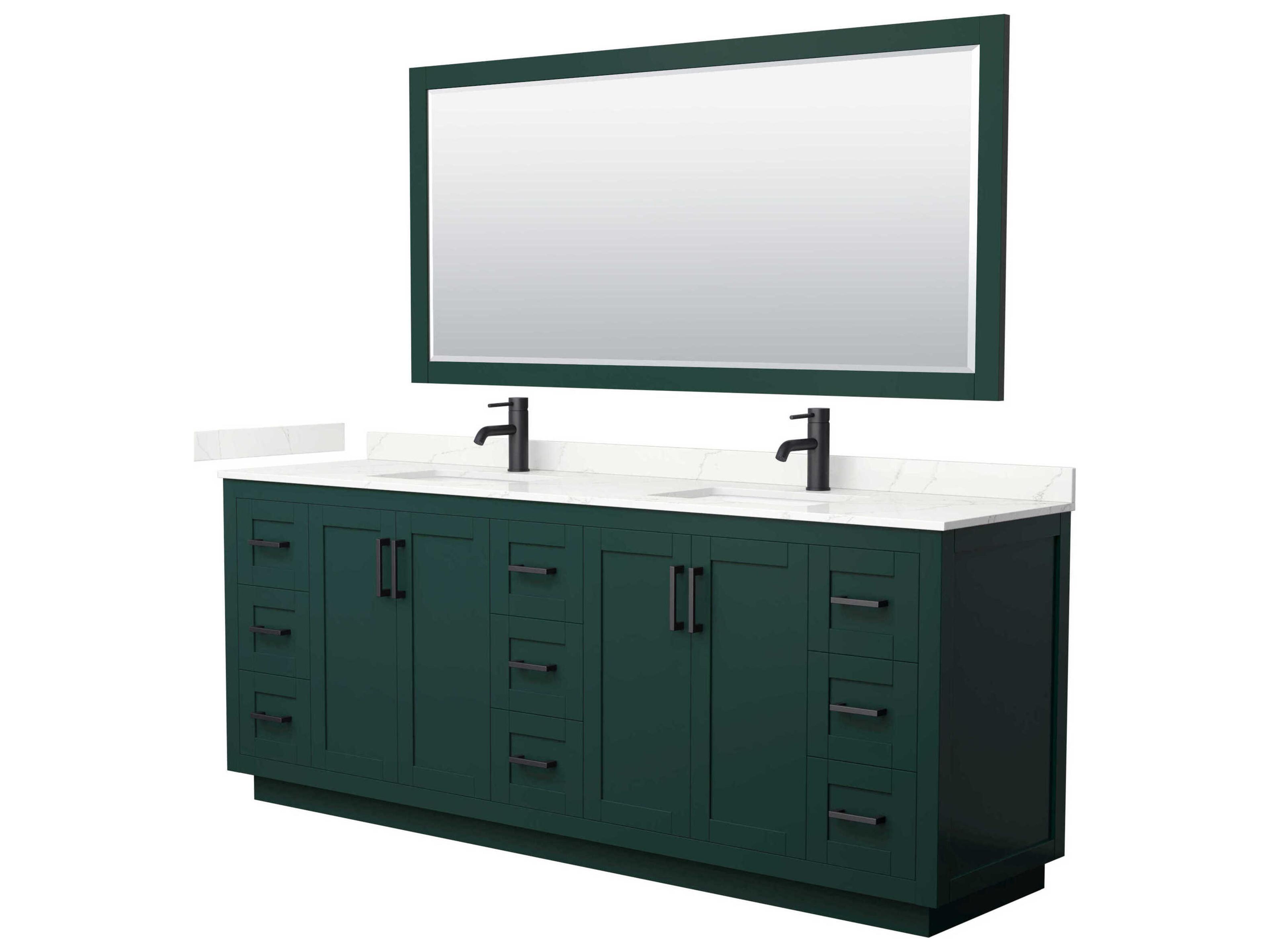 Wyndham Collection Miranda 84" Green Vanity with 70" Mirror