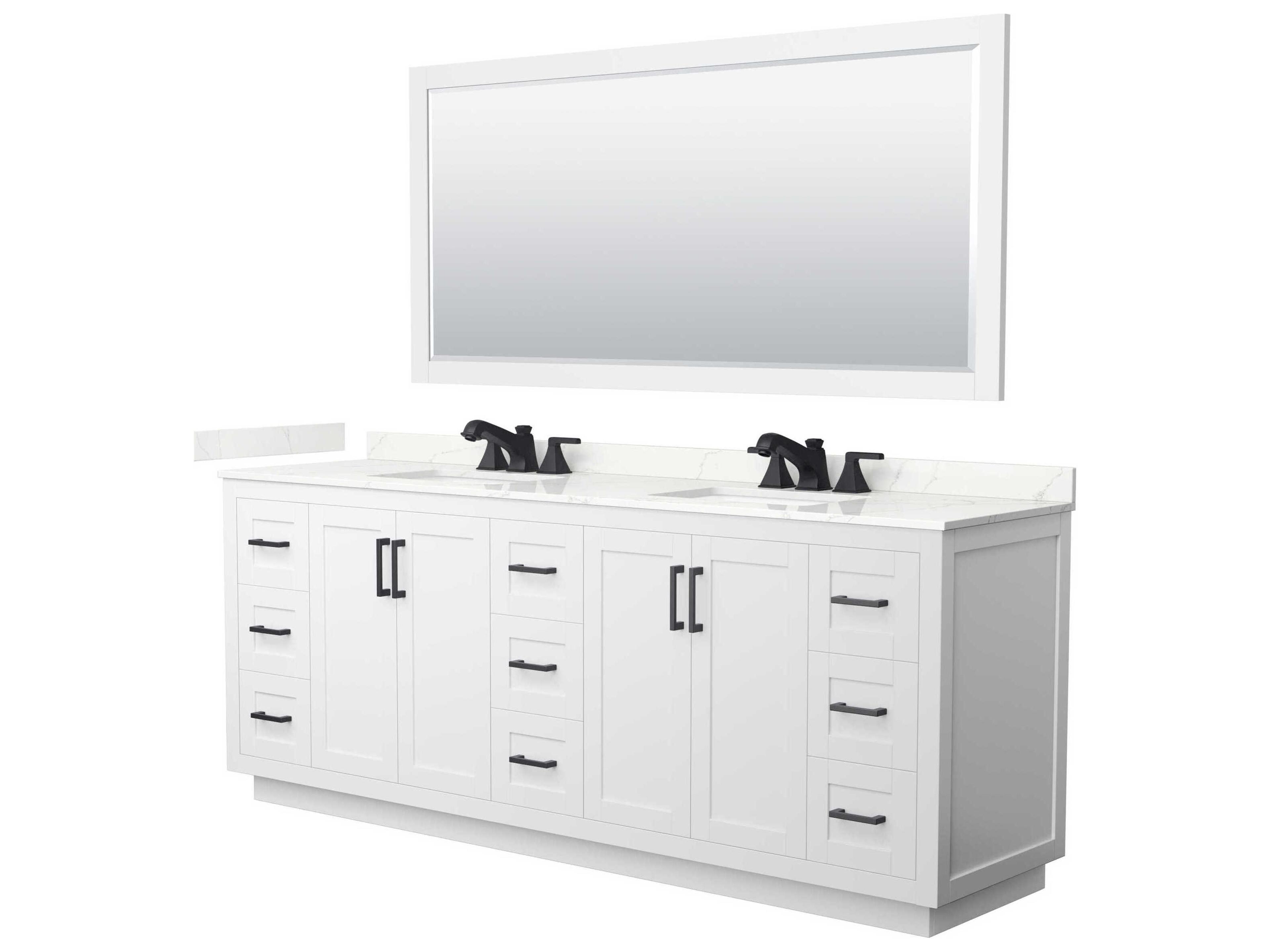 Wyndham Collection Miranda 84" White Vanity with 70" Mirror