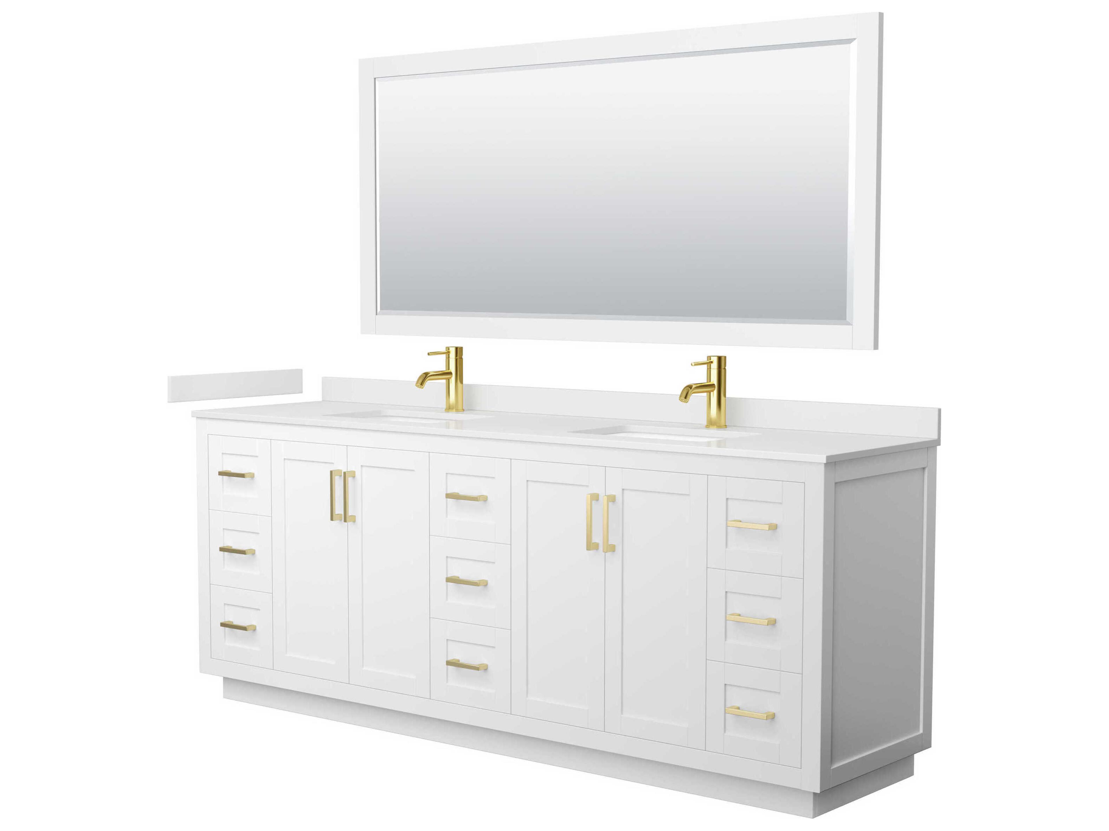 Wyndham Collection Miranda 84" White Vanity with 70" Mirror