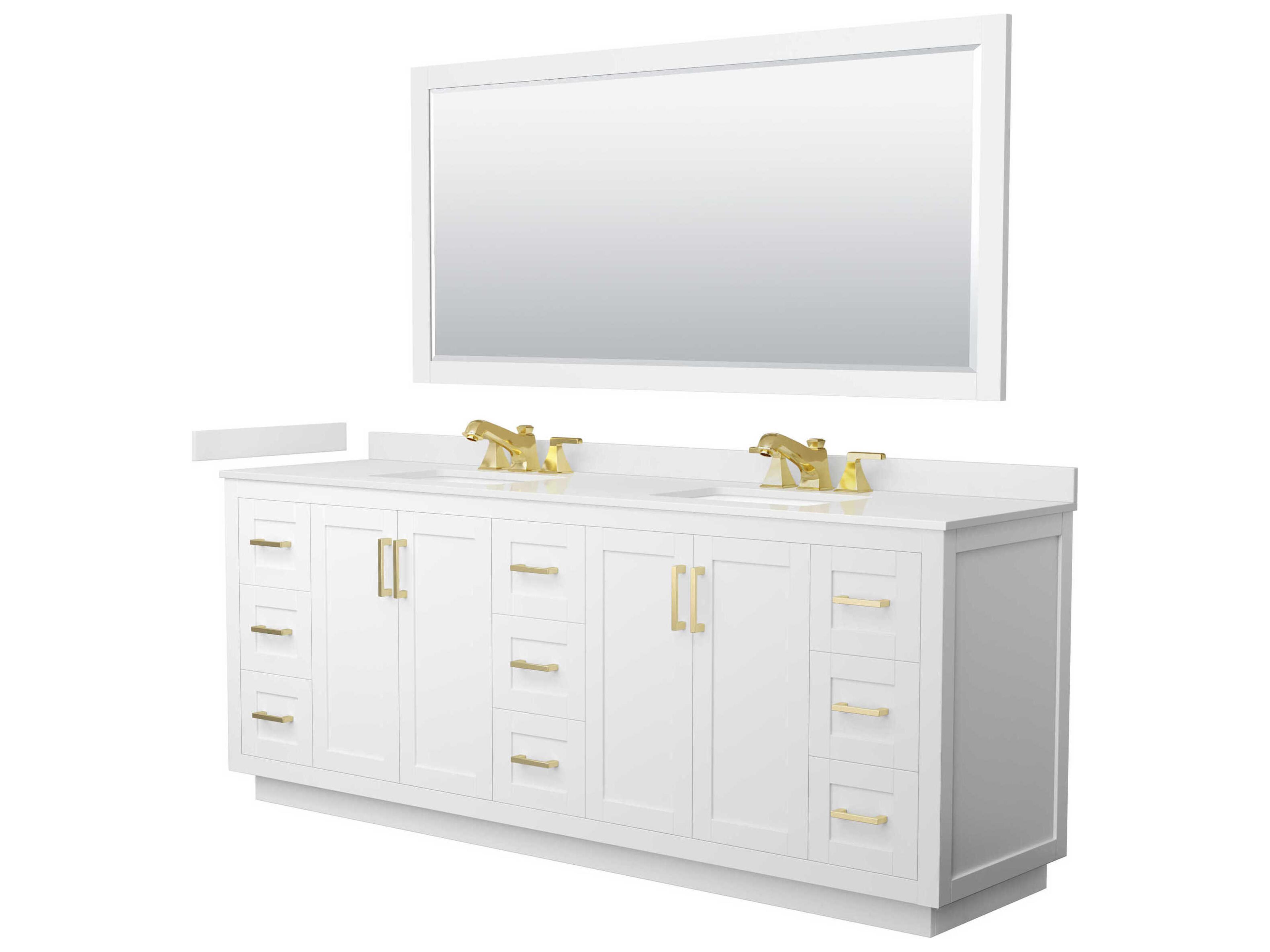 Wyndham Collection Miranda 84" White Vanity with 70" Mirror
