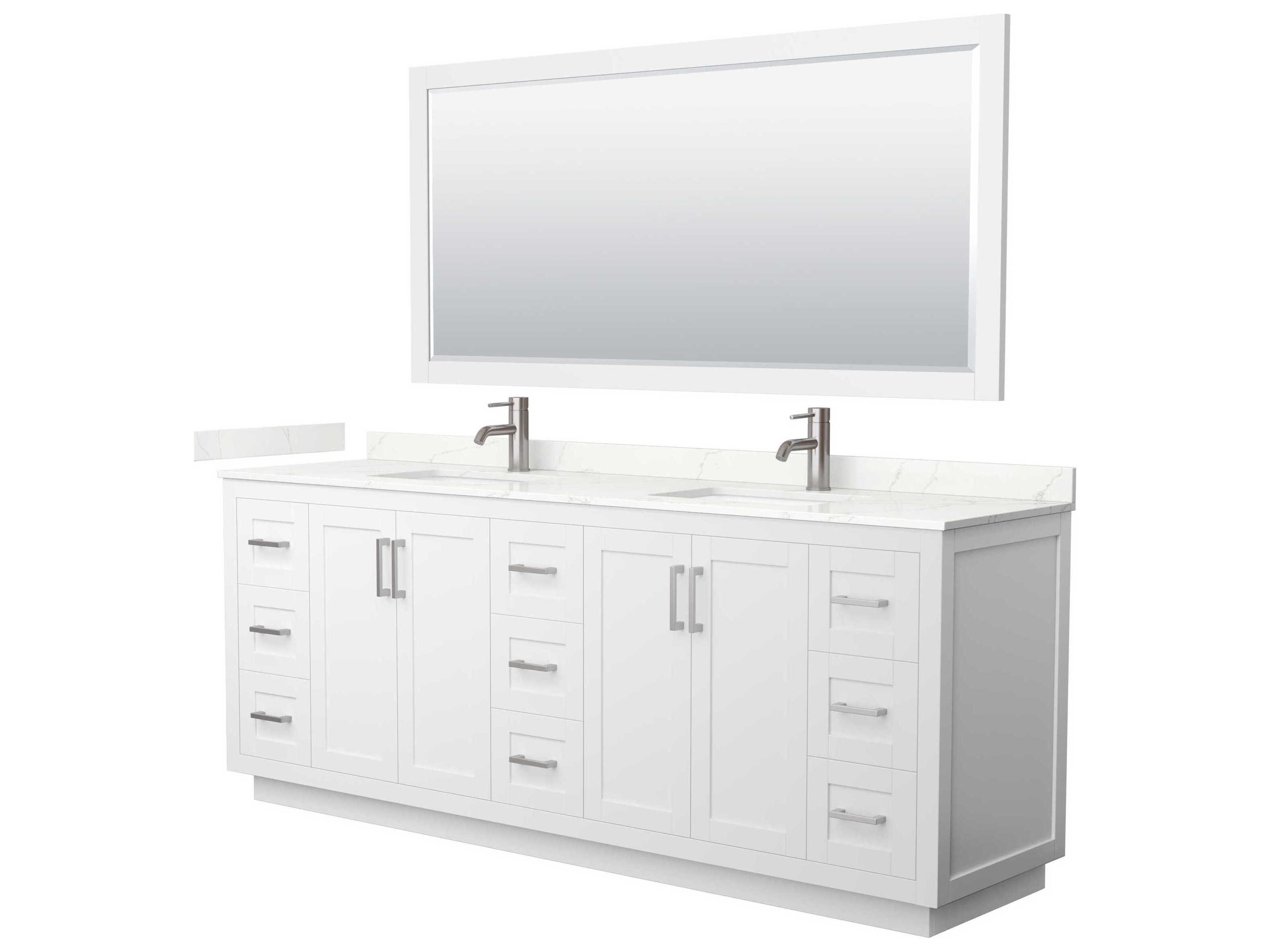 Wyndham Collection Miranda 84" White Vanity with 70" Mirror