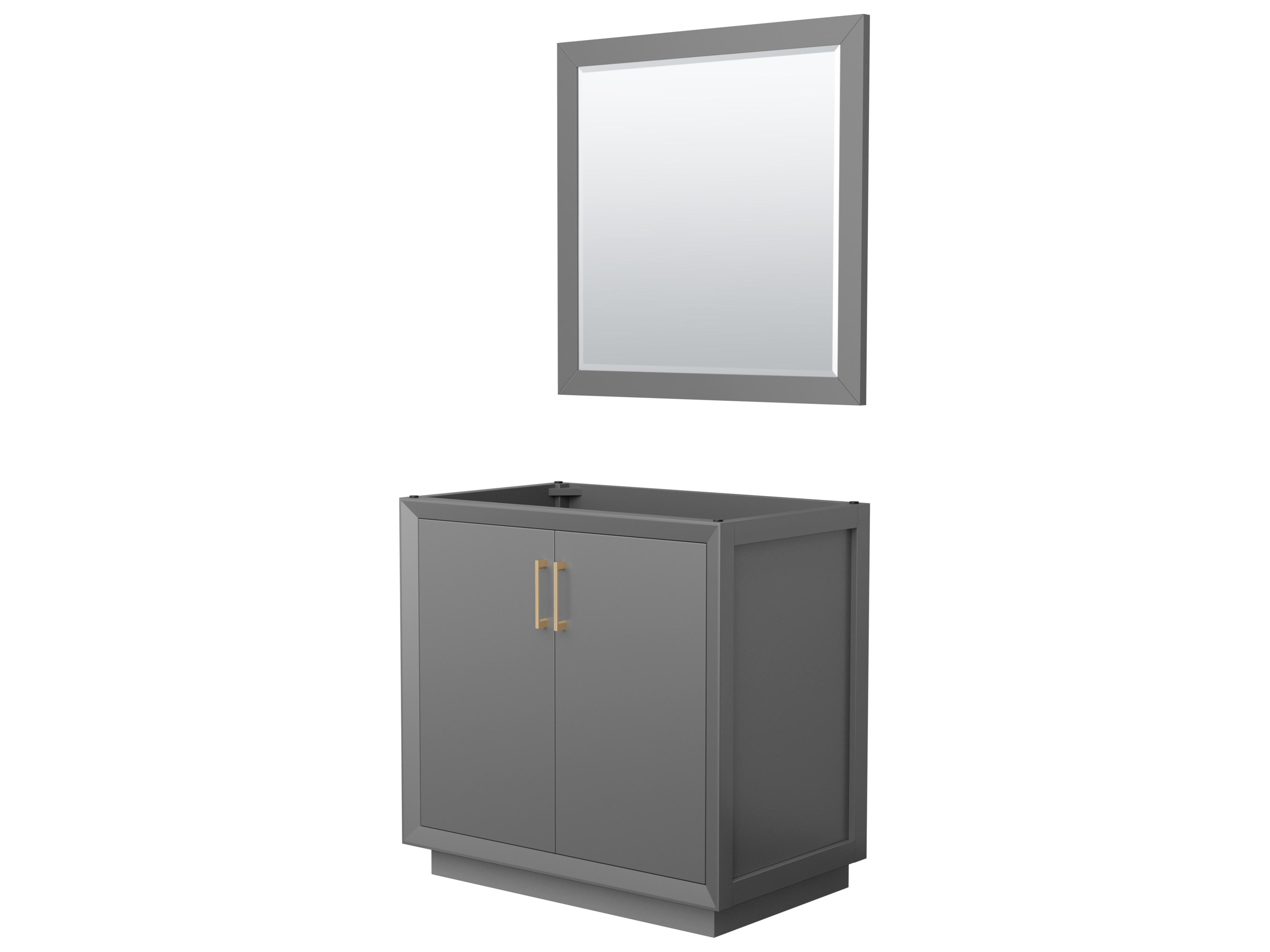 Wyndham Collection Strada 35" Dark Gray Vanity with 34" Mirror