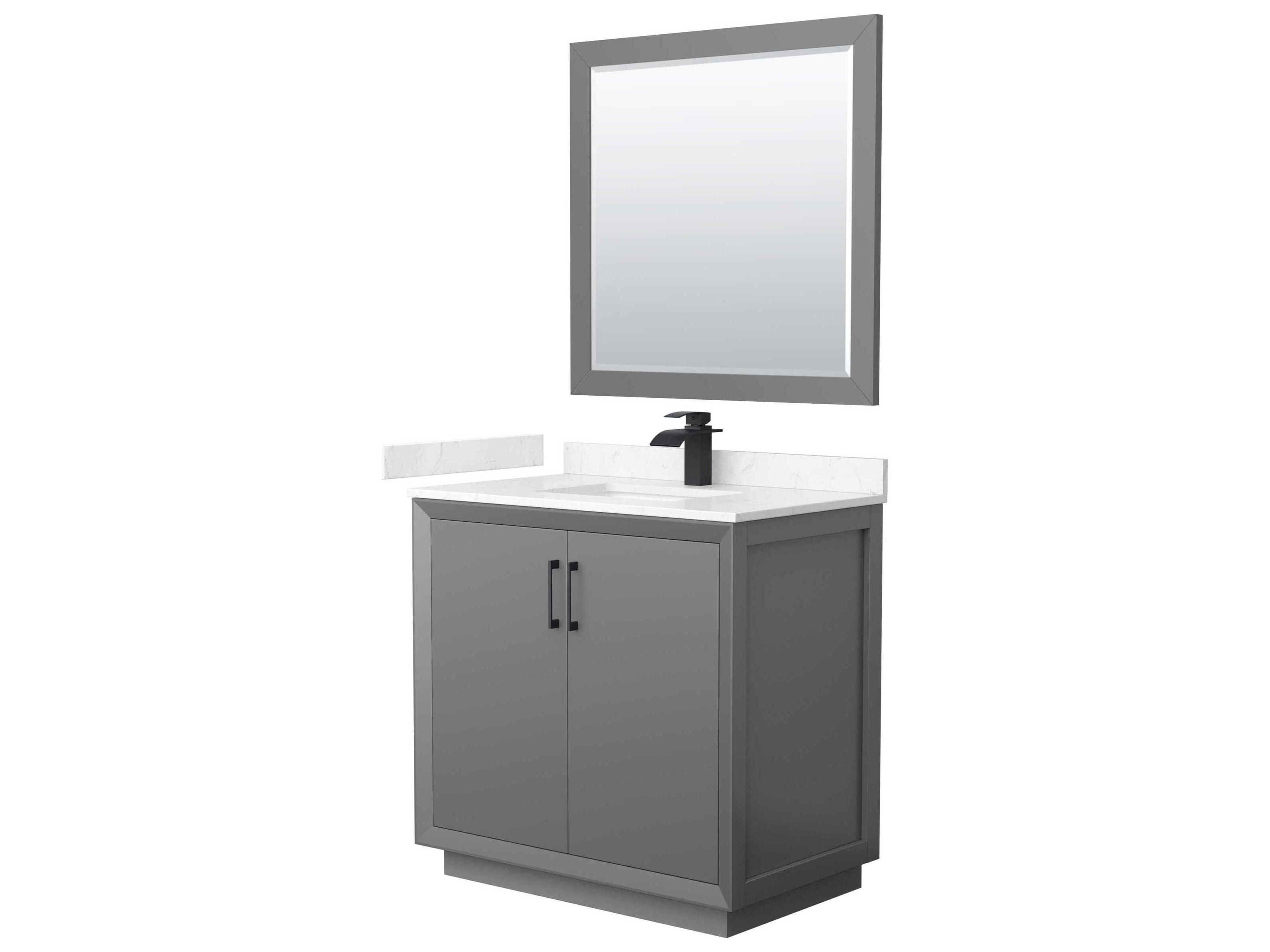Wyndham Collection Strada 36" Dark Gray Vanity with 34" Mirror