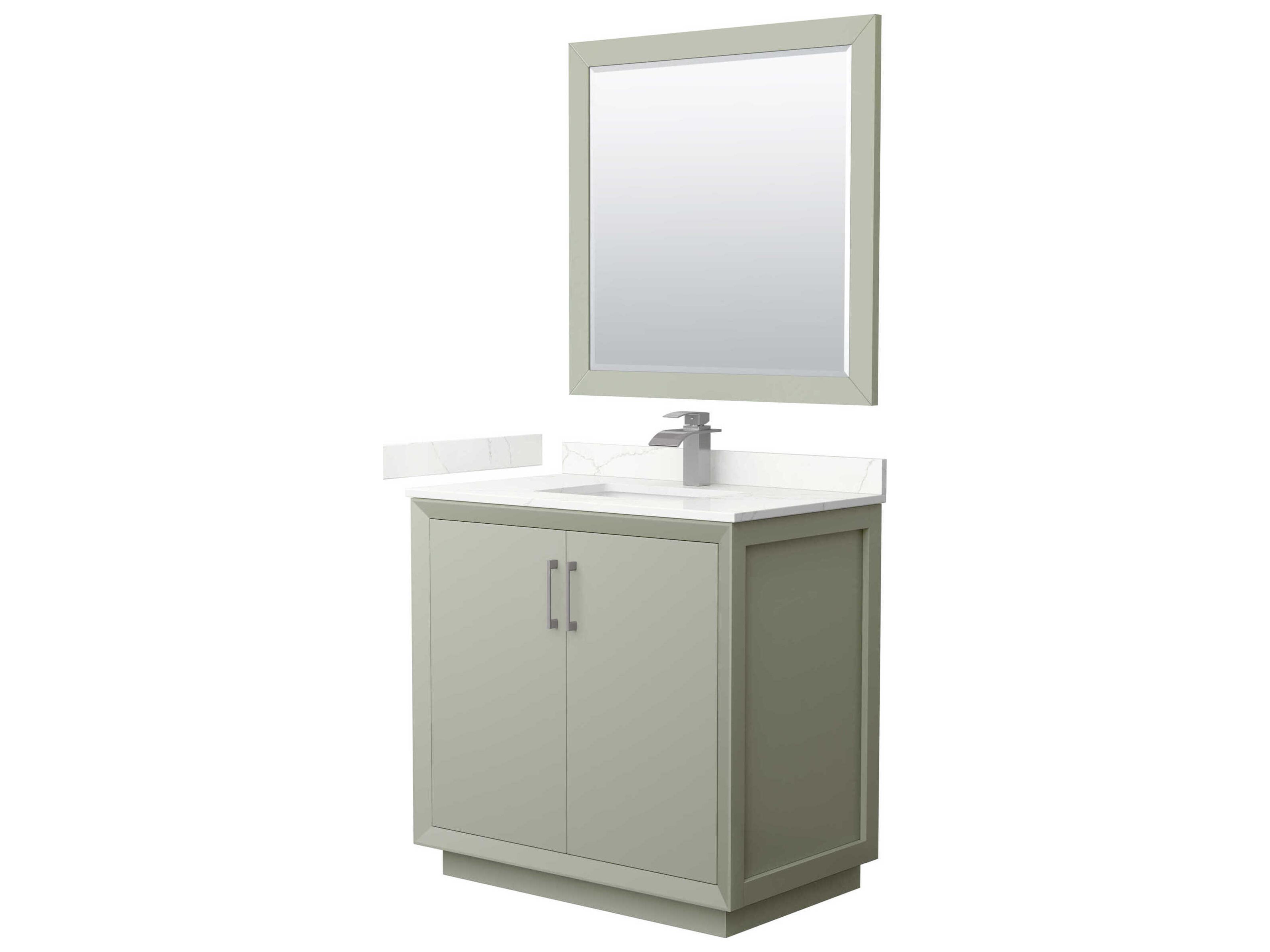 Wyndham Collection Strada 36" Light Green Vanity with 34" Mirror