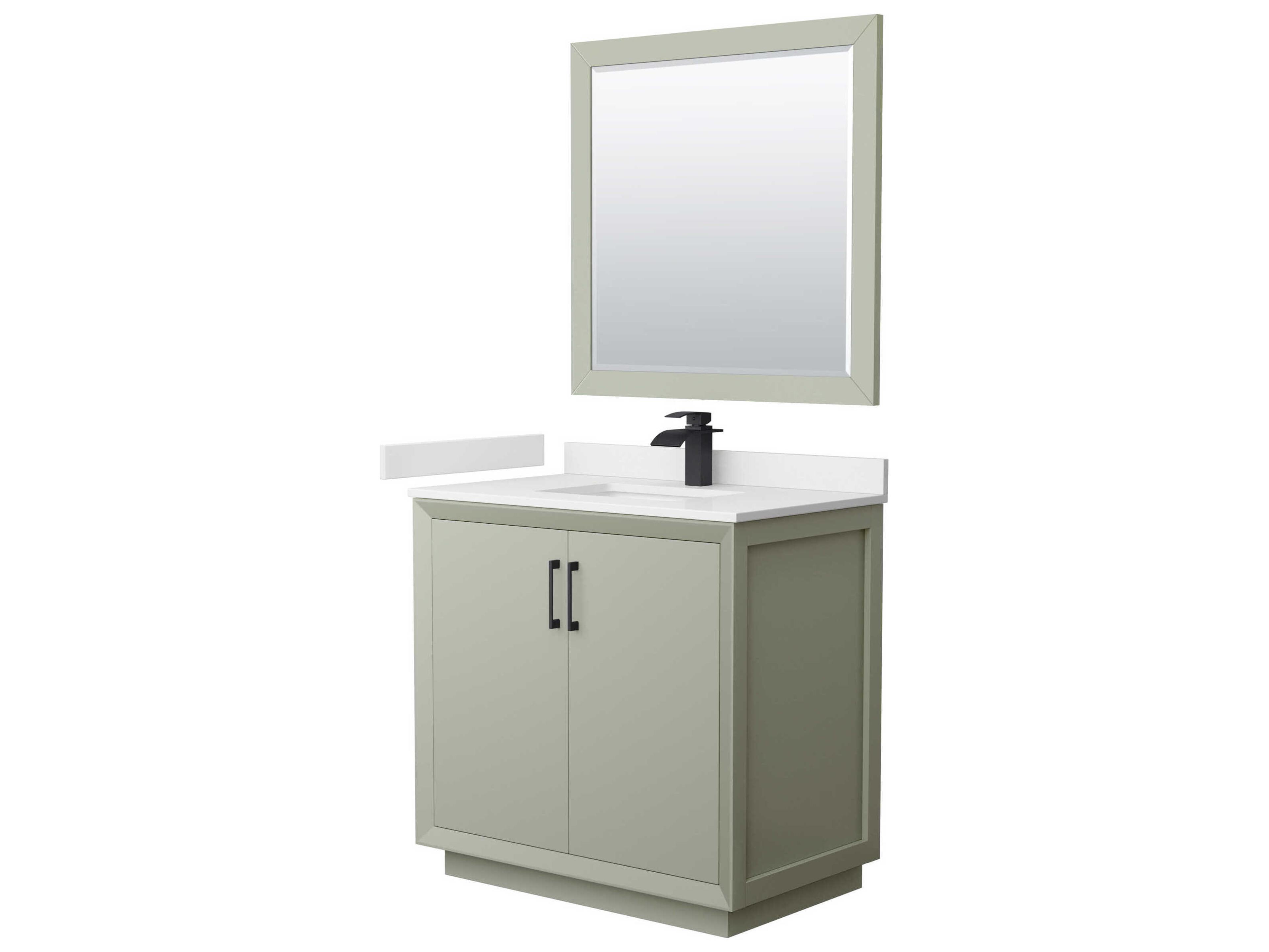 Wyndham Collection Strada 36" Light Green Vanity with 34" Mirror