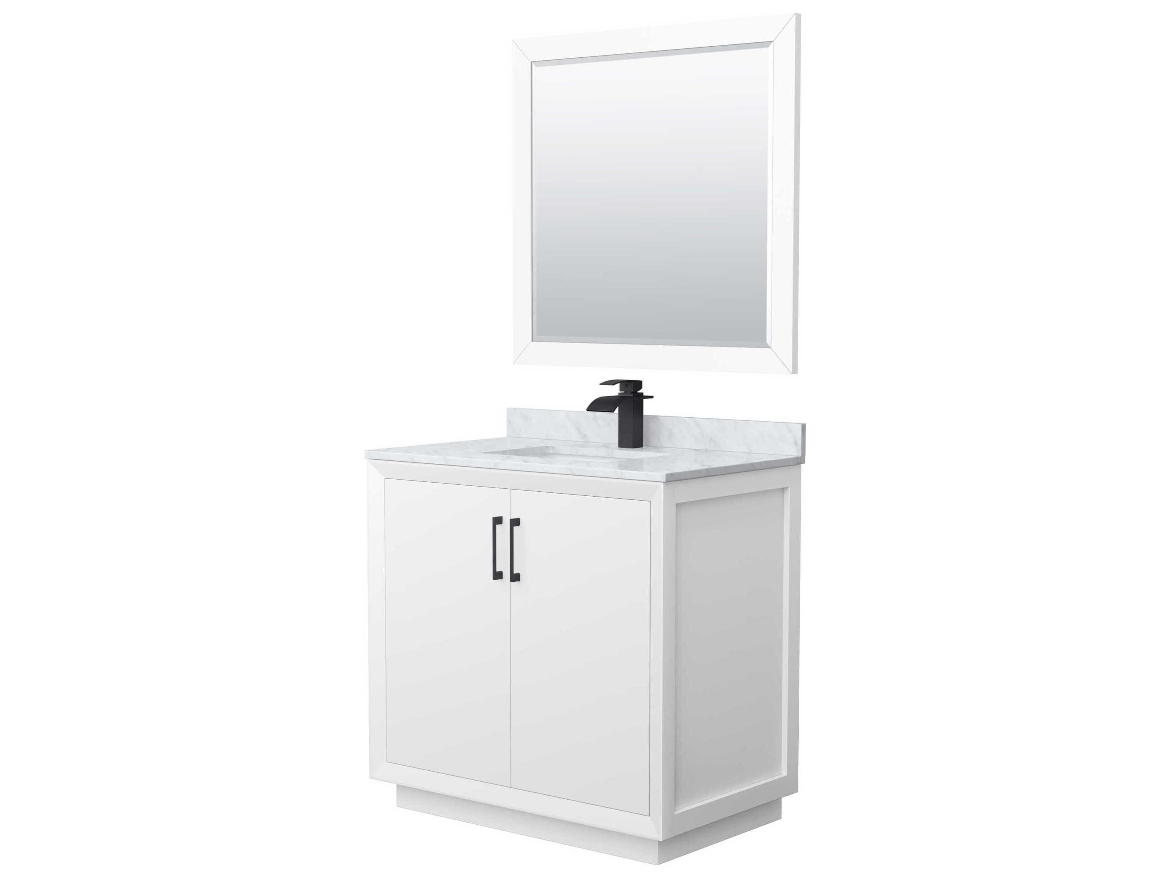 Wyndham Collection Strada 36" White Vanity with 34" Mirror