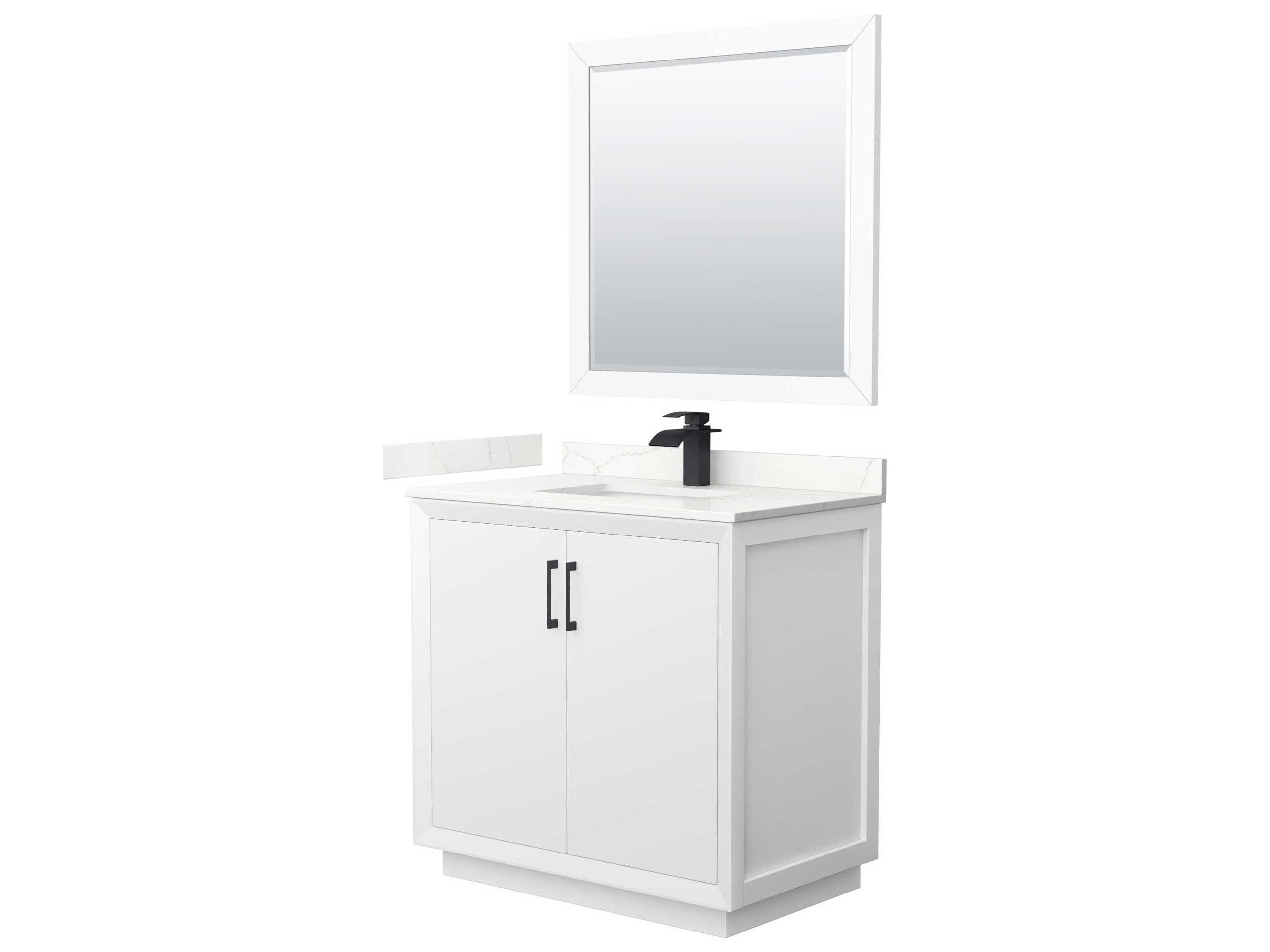 Wyndham Collection Strada 36" White Vanity with 34" Mirror