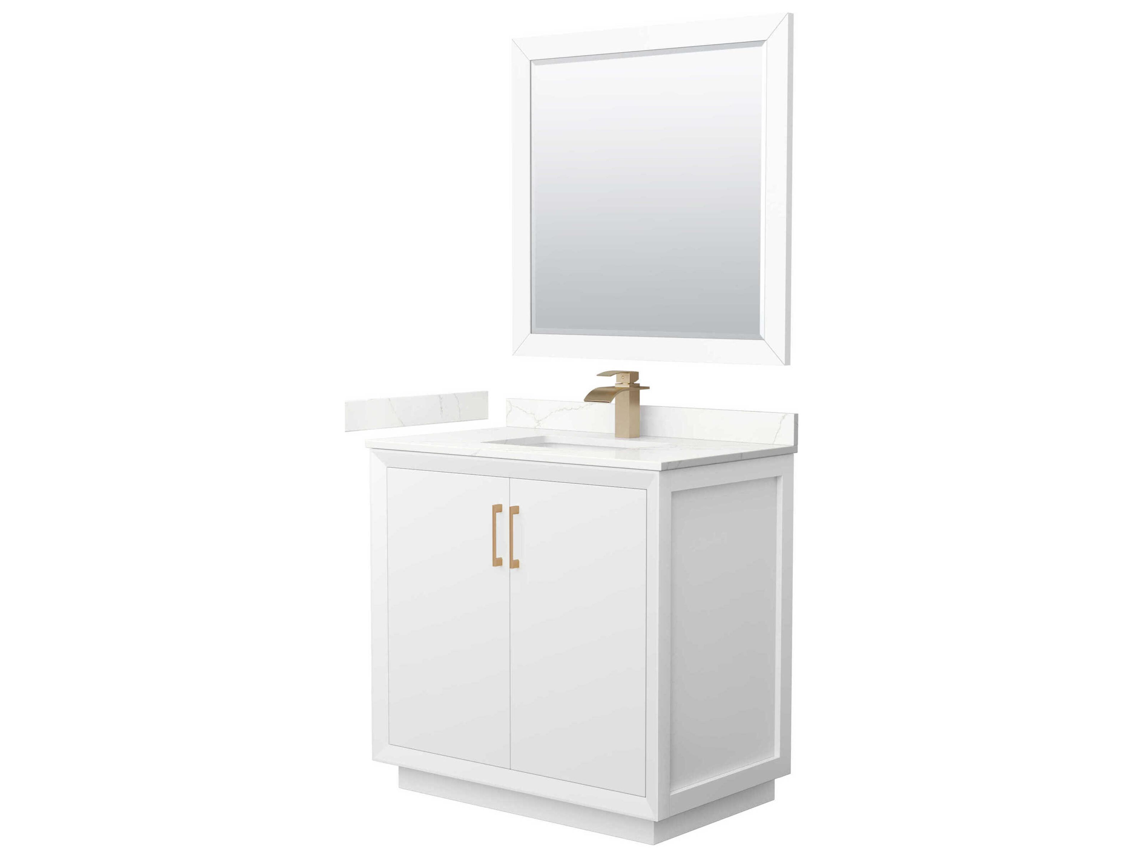 Wyndham Collection Strada 36" White Vanity with 34" Mirror