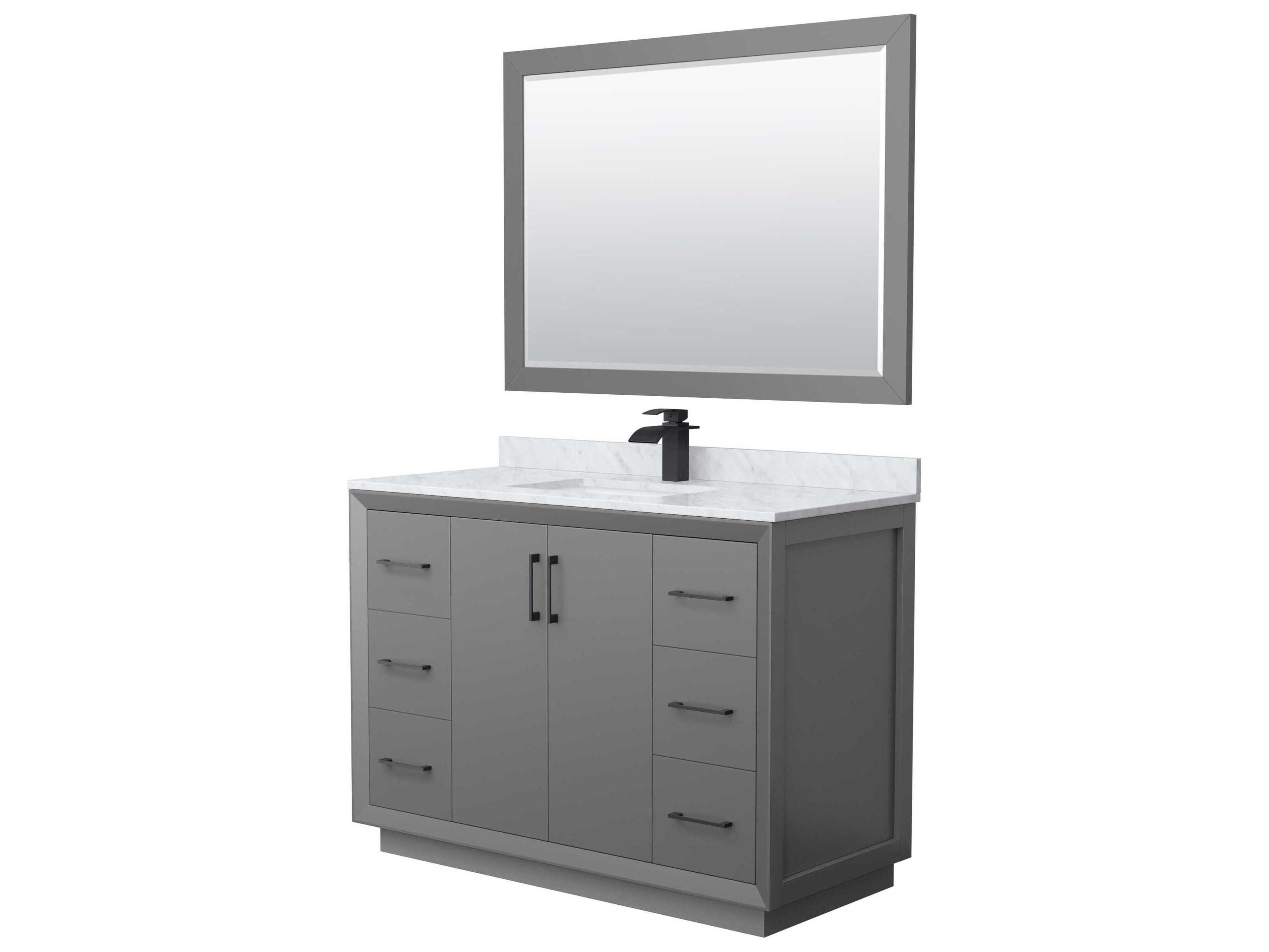 Wyndham Collection Strada 48" Dark Gray Vanity with 46" Mirror