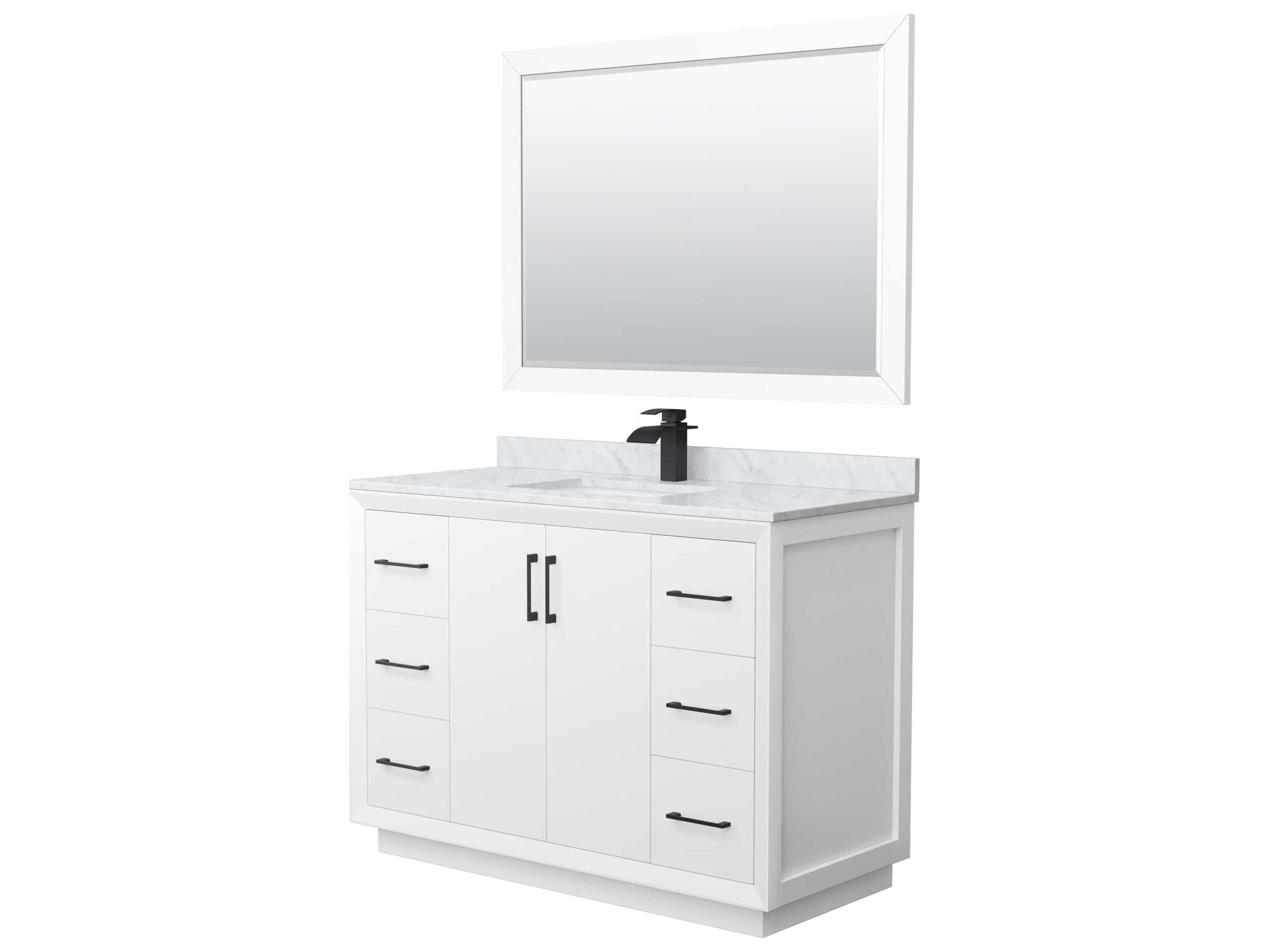 Wyndham Collection Strada 48" White Vanity with 46" Mirror