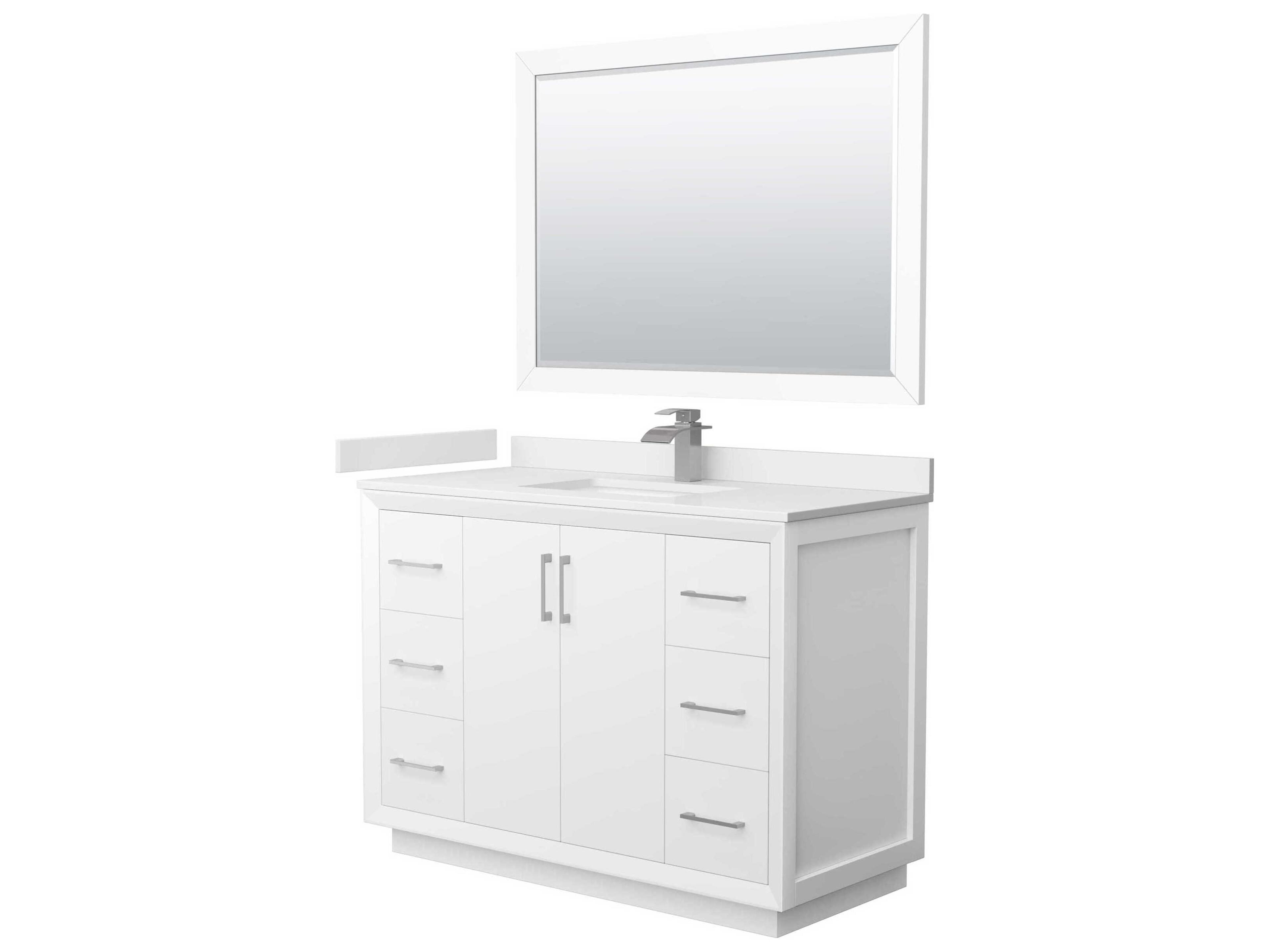 Wyndham Collection Strada 48" White Vanity with 46" Mirror