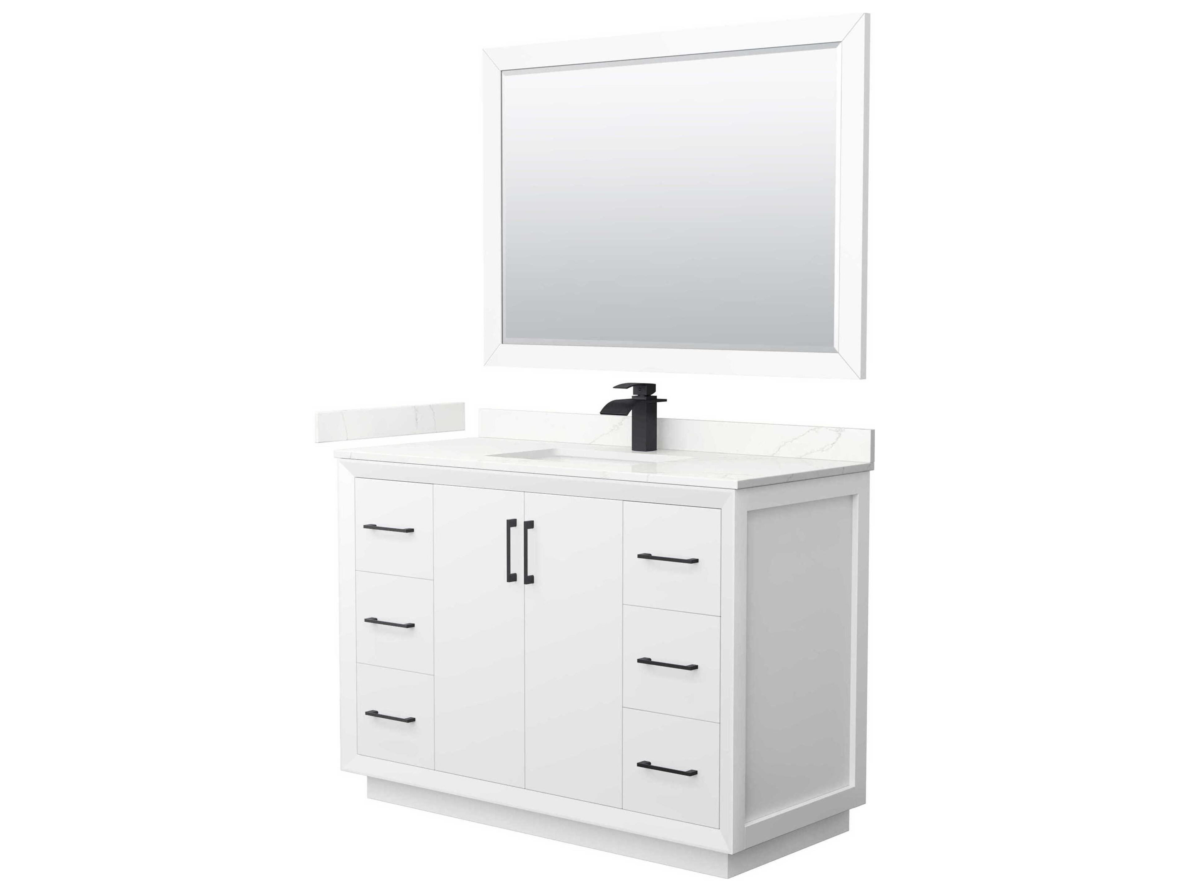 Wyndham Collection Strada 48" White Vanity with 46" Mirror