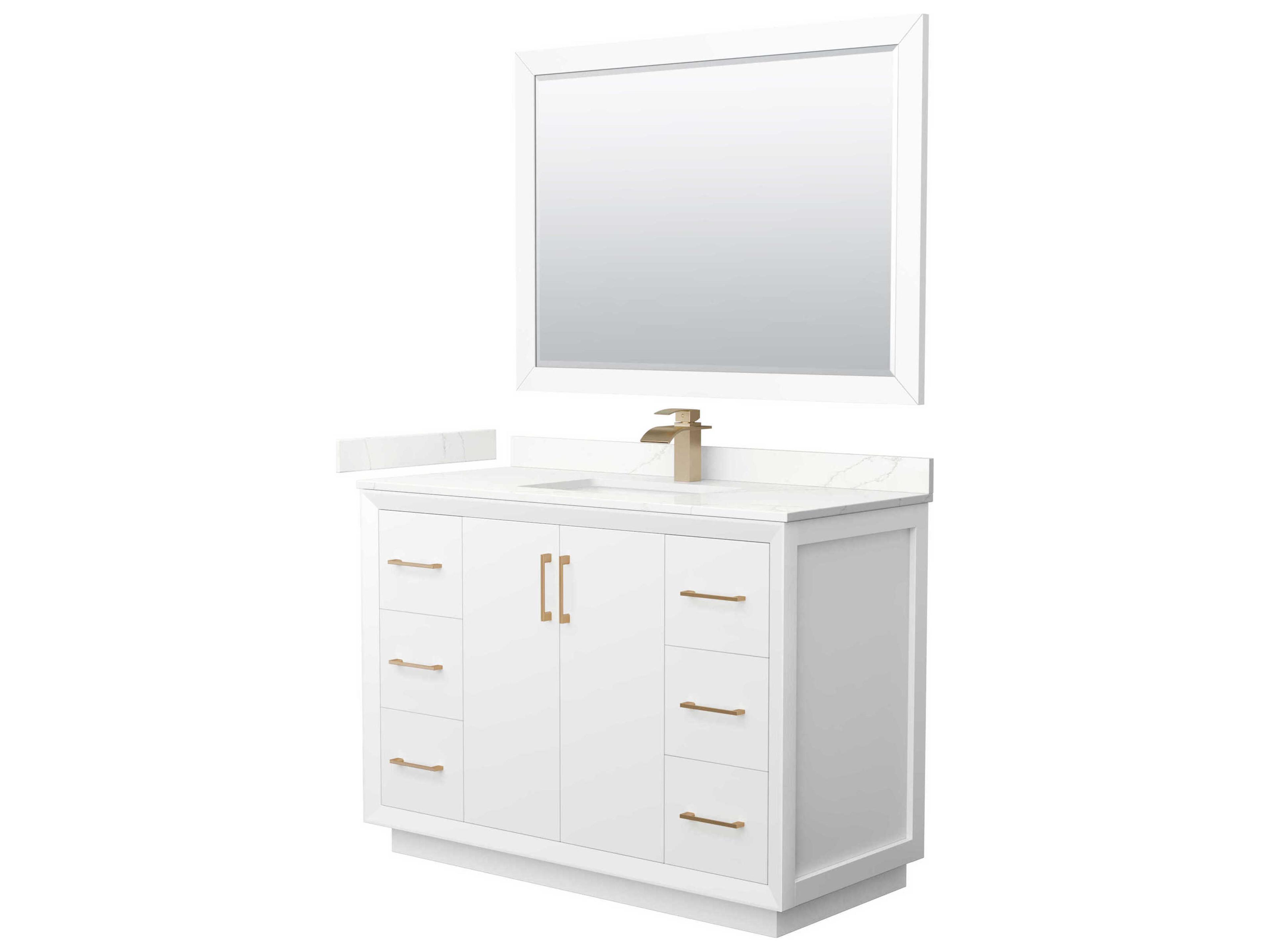Wyndham Collection Strada 48" White Vanity with 46" Mirror