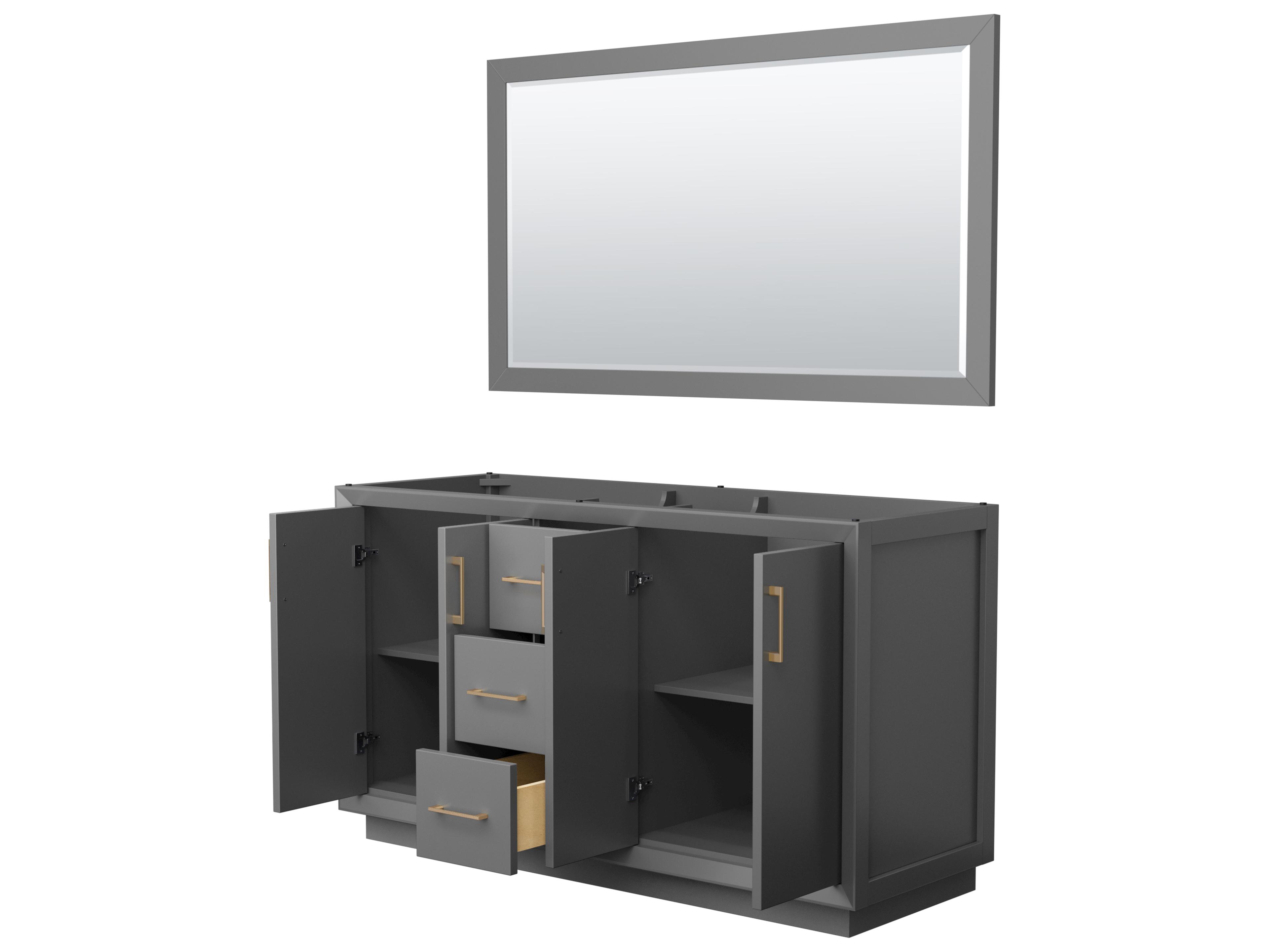 Wyndham Collection Strada 59" Dark Gray Vanity with 58" Mirror