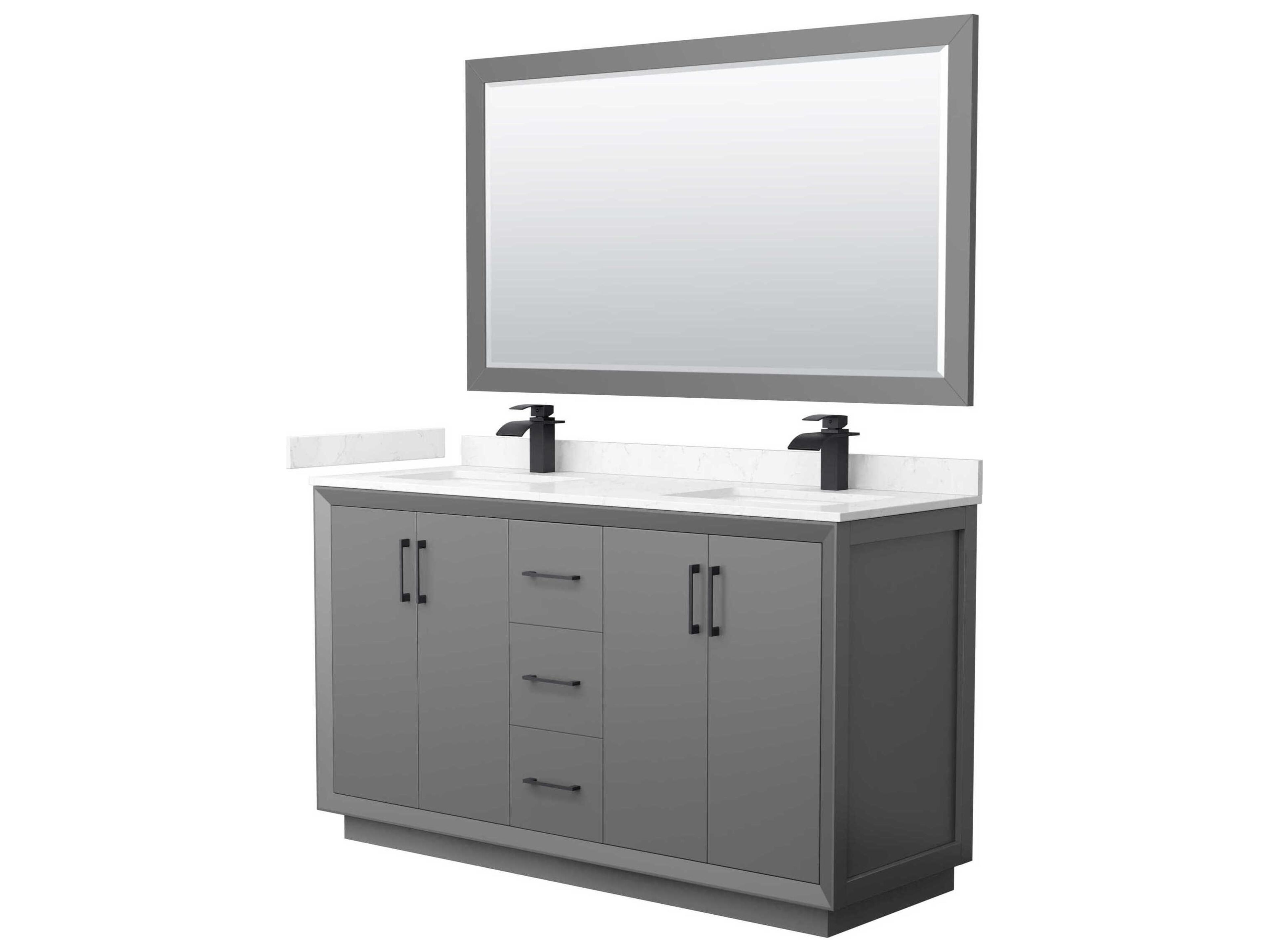 Strada 60" Dark Gray Vanity with 58" Mirror