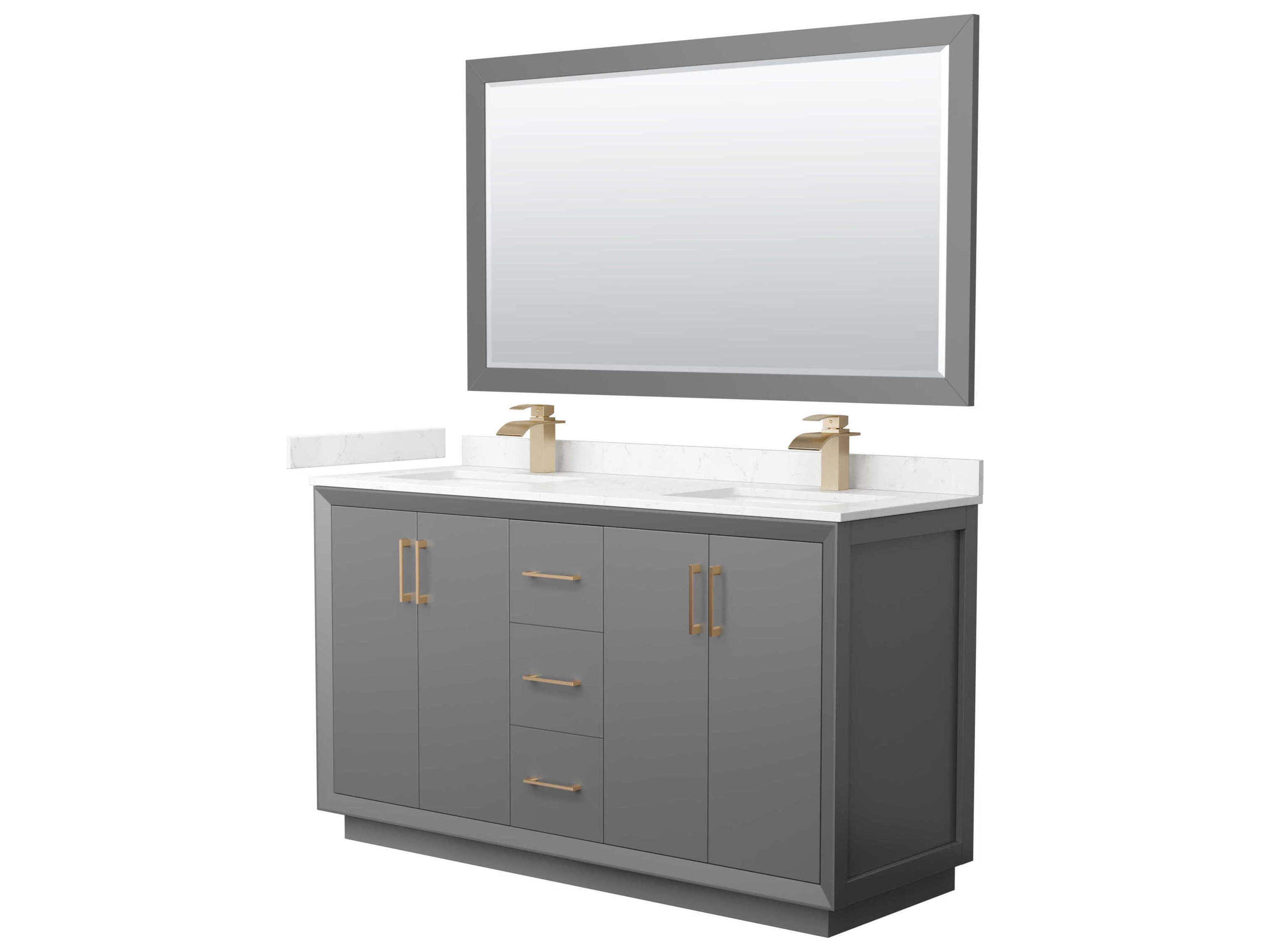 Wyndham Collection Strada 60" Dark Gray Vanity with 58" Mirror