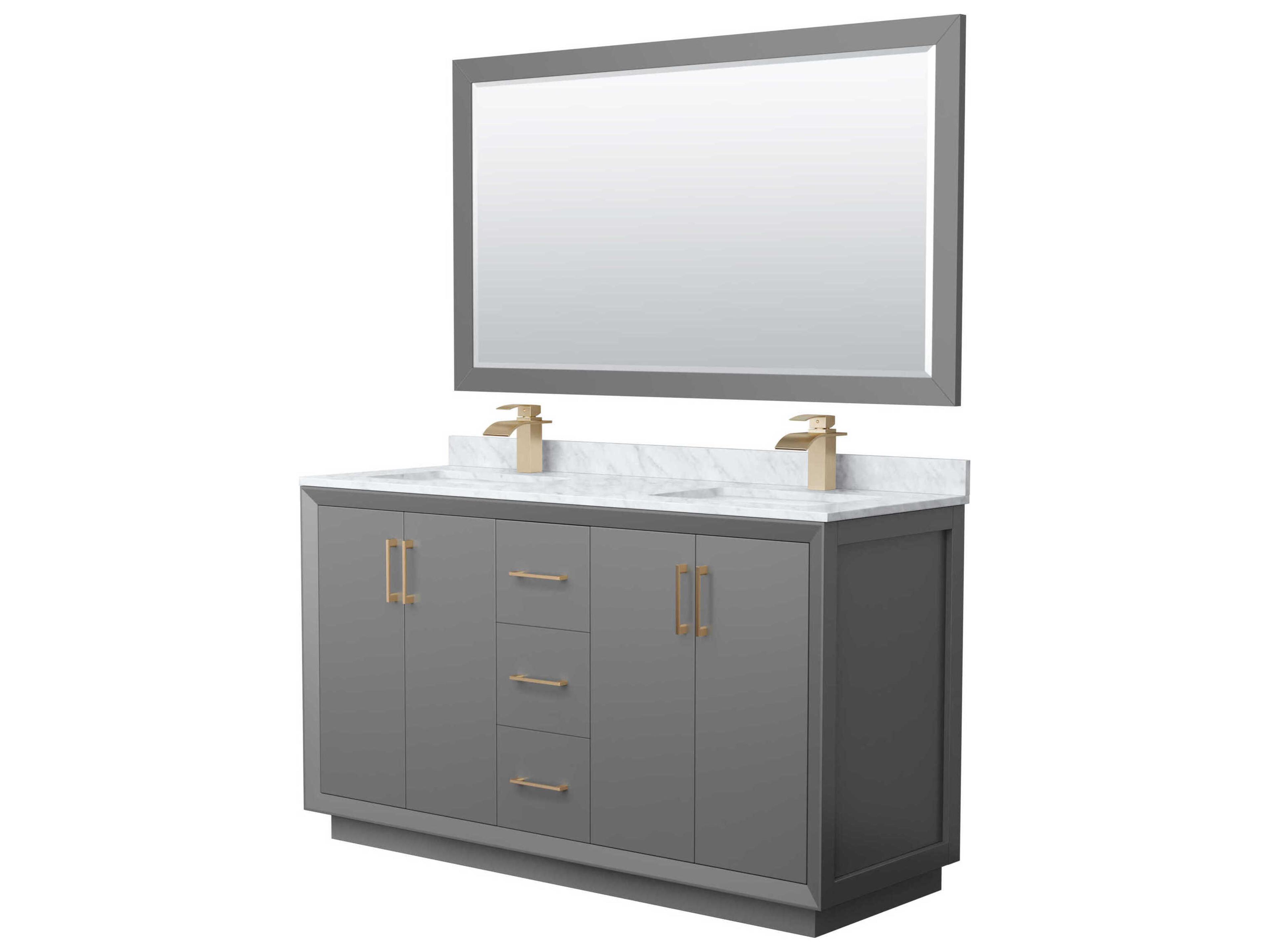Wyndham Collection Strada 60" Dark Gray Vanity with 58" Mirror