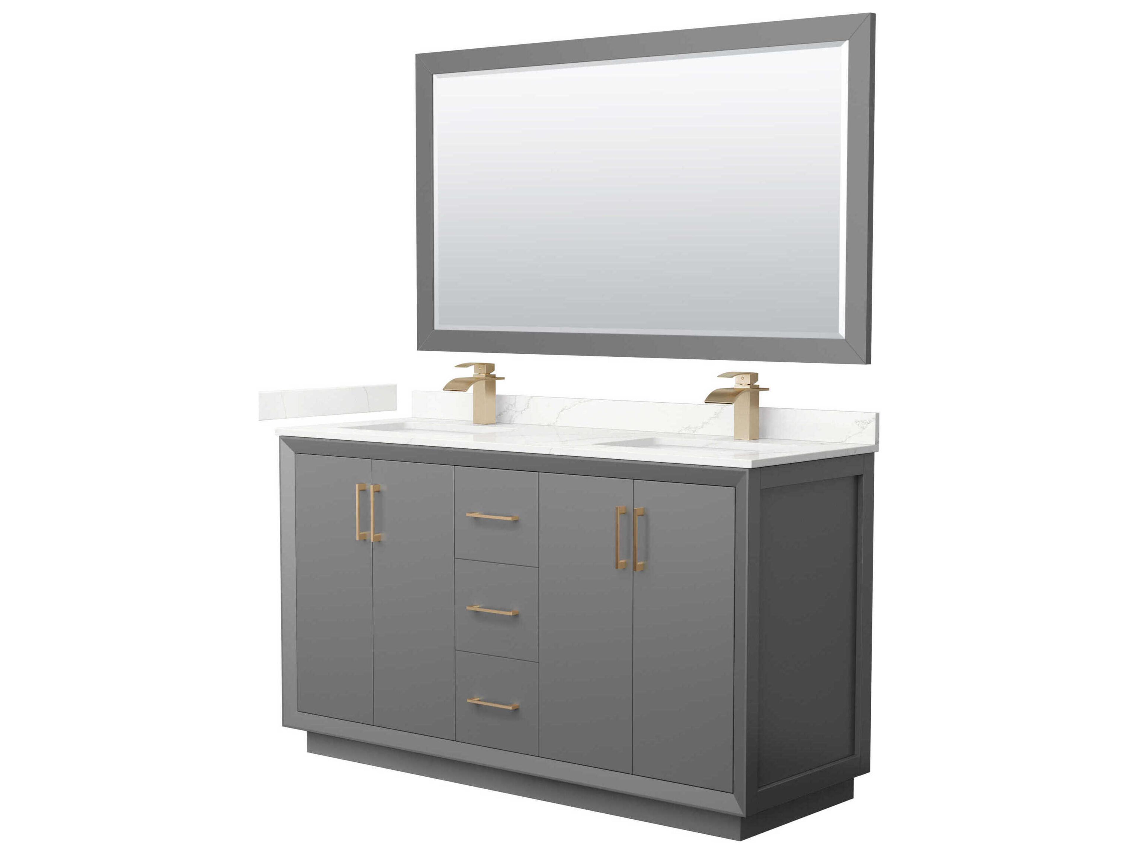 Wyndham Collection Strada 60" Dark Gray Vanity with 58" Mirror