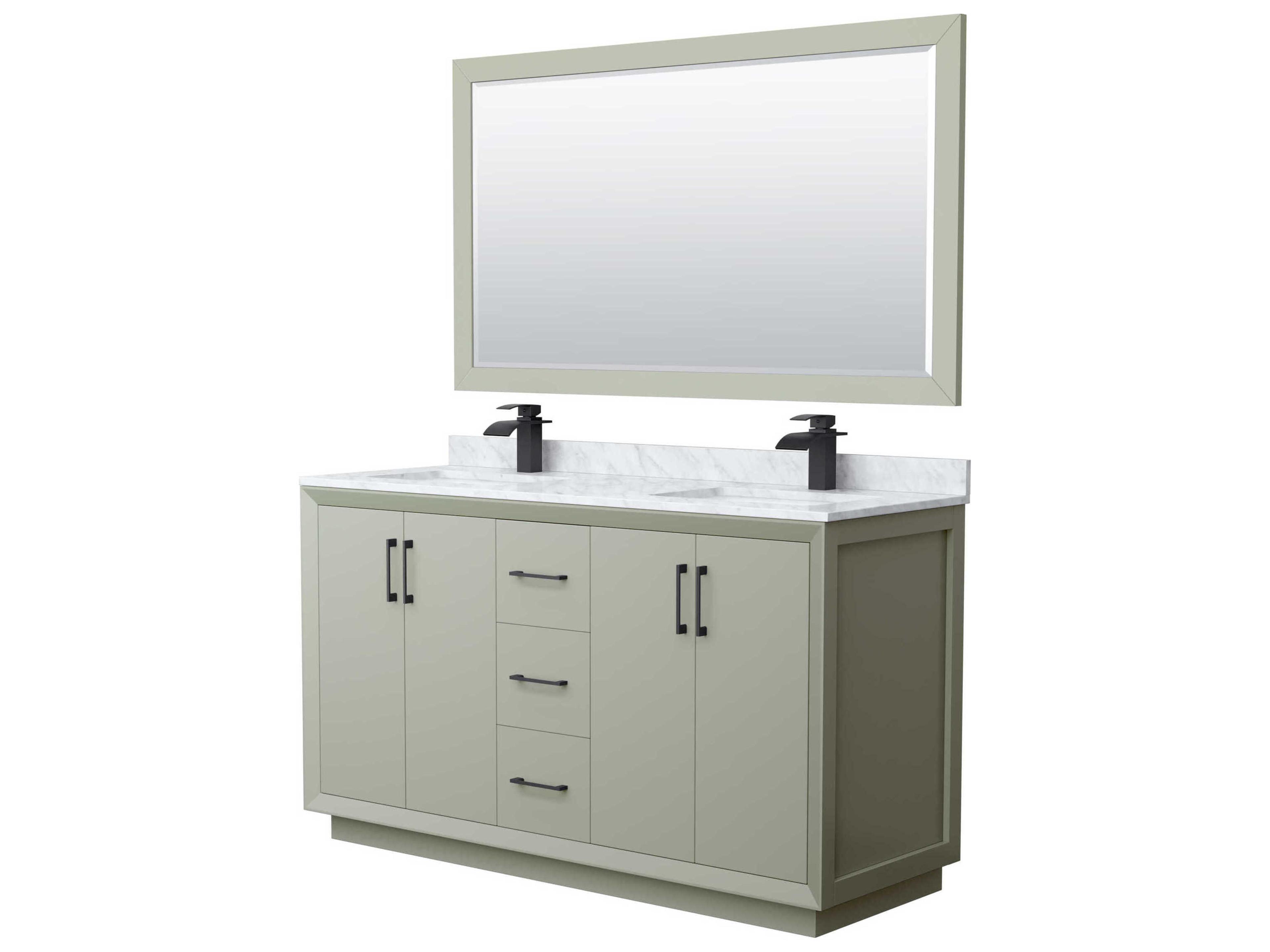 Wyndham Collection Strada 60" Light Green Vanity with 58" Mirror