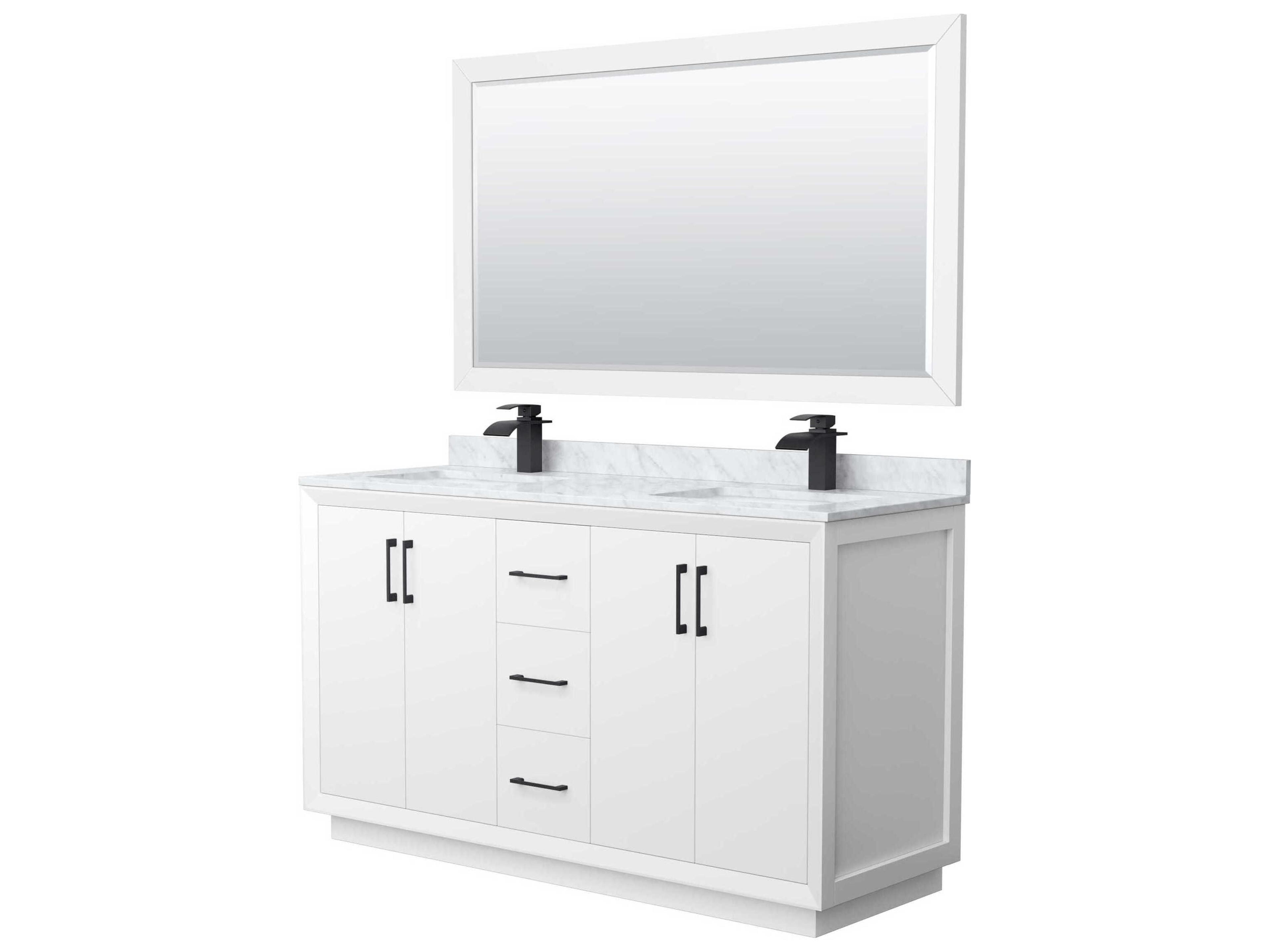 Wyndham Collection Strada 60" White Vanity with 58" Mirror