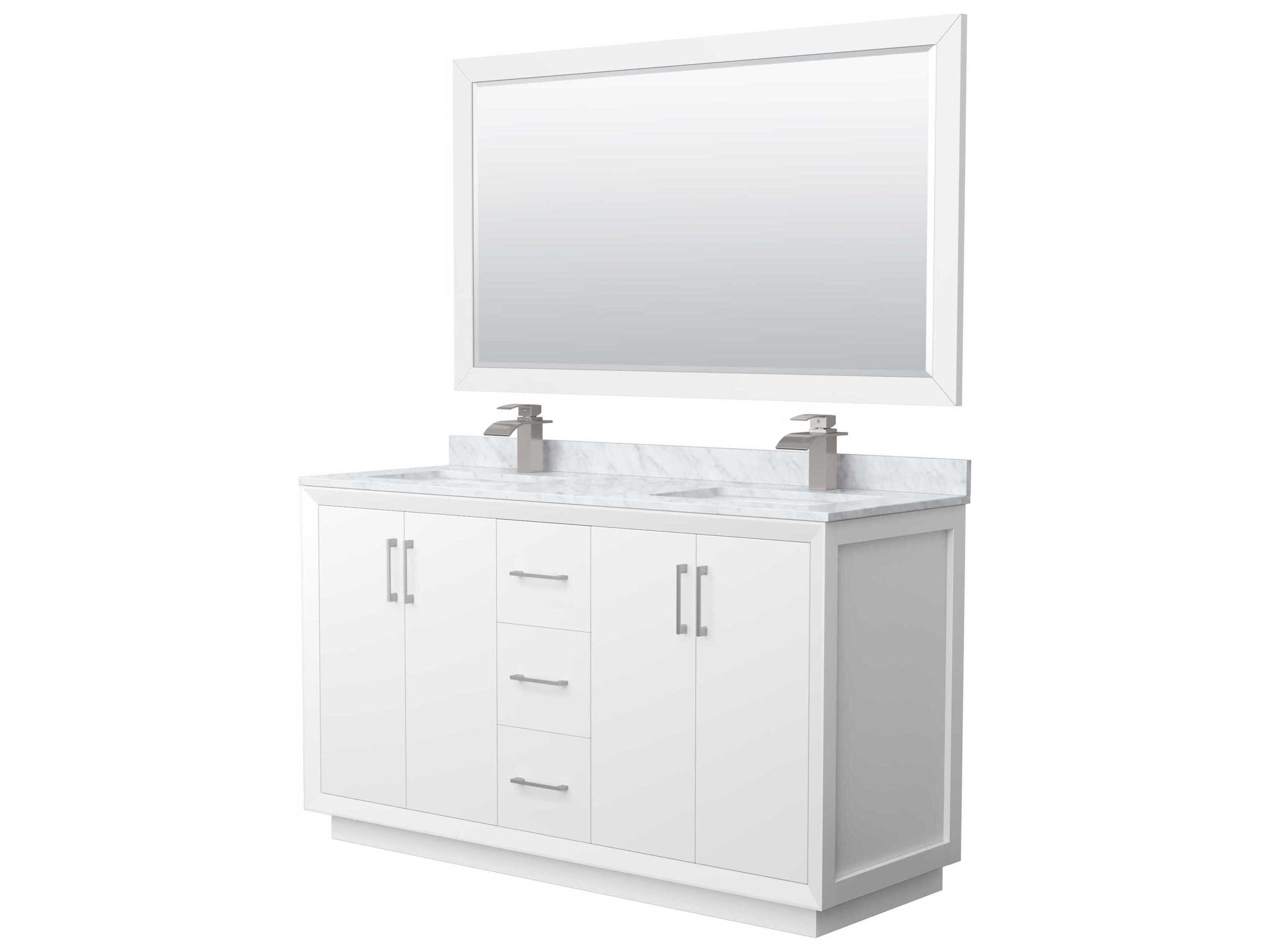 Wyndham Collection Strada 60" White Vanity with 58" Mirror