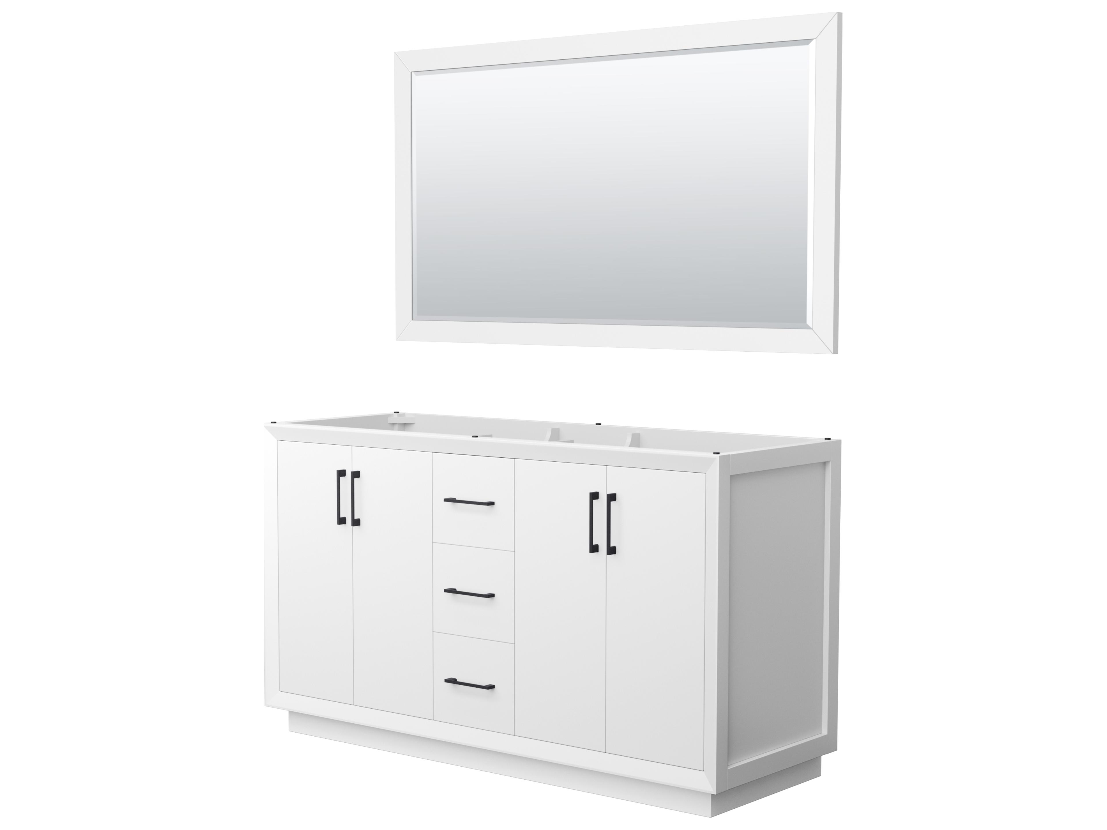 Strada 59" White Vanity with 58" Mirror