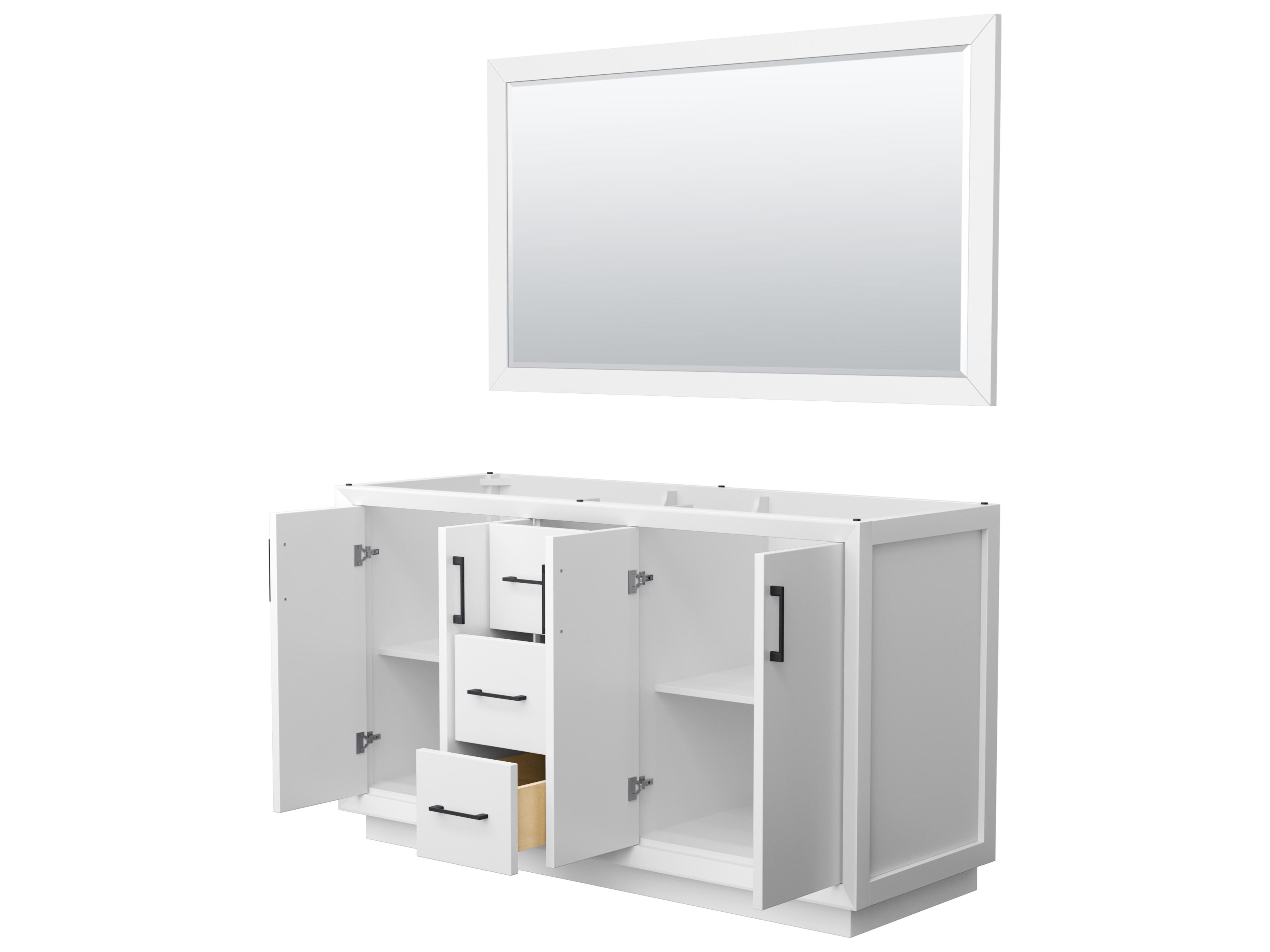 Wyndham Collection Strada 59" White Vanity with 58" Mirror